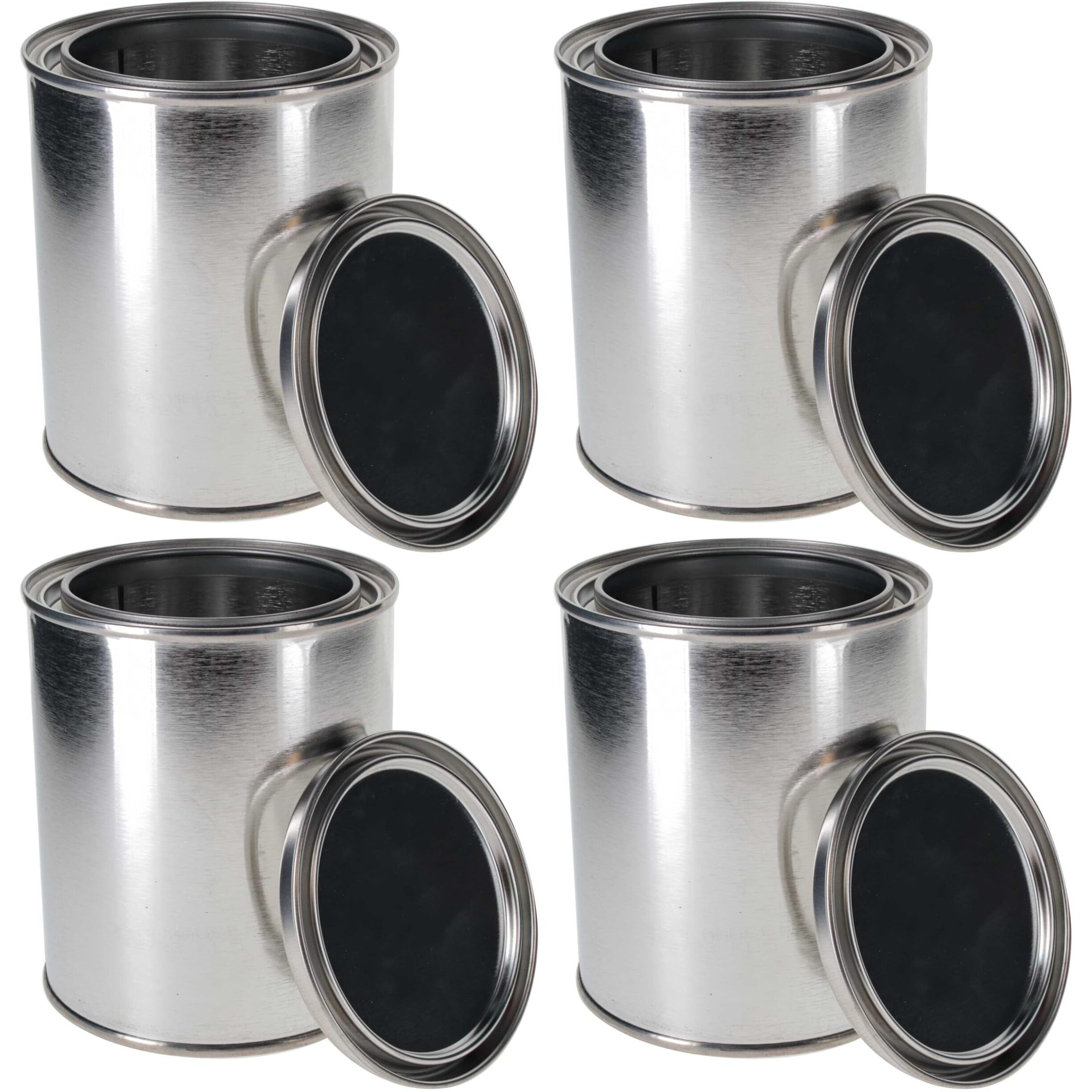 Master Elite 1 Pint Unlined Empty Metal Paint Can Bucket With Lids, Pack Of 4 - Triple Tight Lid Seal, 16 Fl. Oz. Steel Coating Storage Container Tin - Store Oil-Based Paint, Art, Craft, Diy Supplies