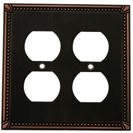 Cosmas 44013-Orb Oil Rubbed Bronze Double Duplex Electrical Outlet Wall Plate
