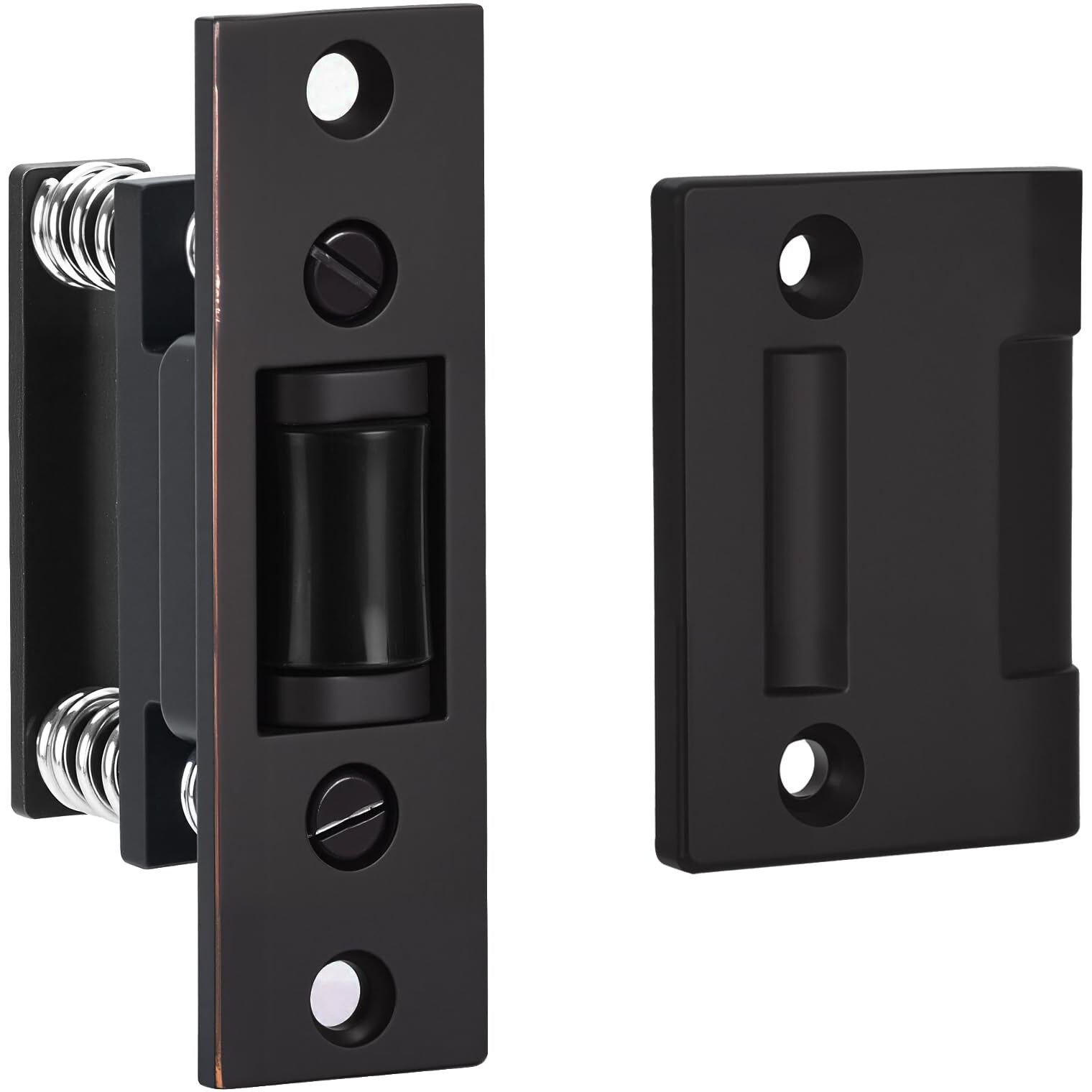 Homotek 1 Pack Commercial Heavy Duty Door Roller Catch, Drive In Ball Catch With Strike Plate Solid Zinc Adjustable Silent Door Latch, Spring Tension Roller,Oil Rubbed Bronze