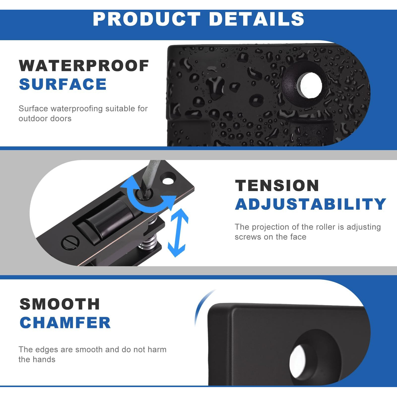 Homotek 1 Pack Commercial Heavy Duty Door Roller Catch, Drive In Ball Catch With Strike Plate Solid Zinc Adjustable Silent Door Latch, Spring Tension Roller,Oil Rubbed Bronze