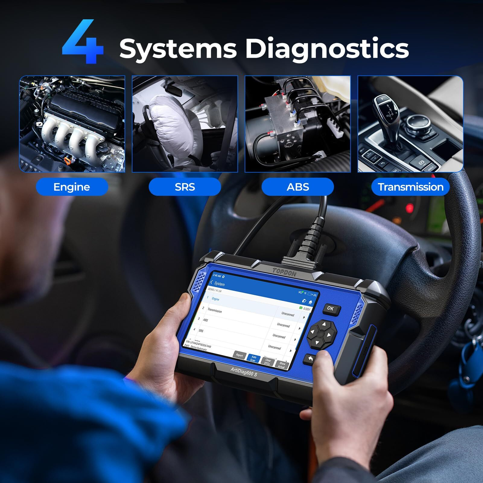 Topdon Upgraded Ad600S Obd2 Scanner, Diagnostic Tool, Abs Srs Transmission Engine Code Reader, 9 Reset Services Scan Tool, Oil/Brake/Bms/Sas/Dpf/Tpms/Ets Reset, Injector Coding, Lifetime Free Update