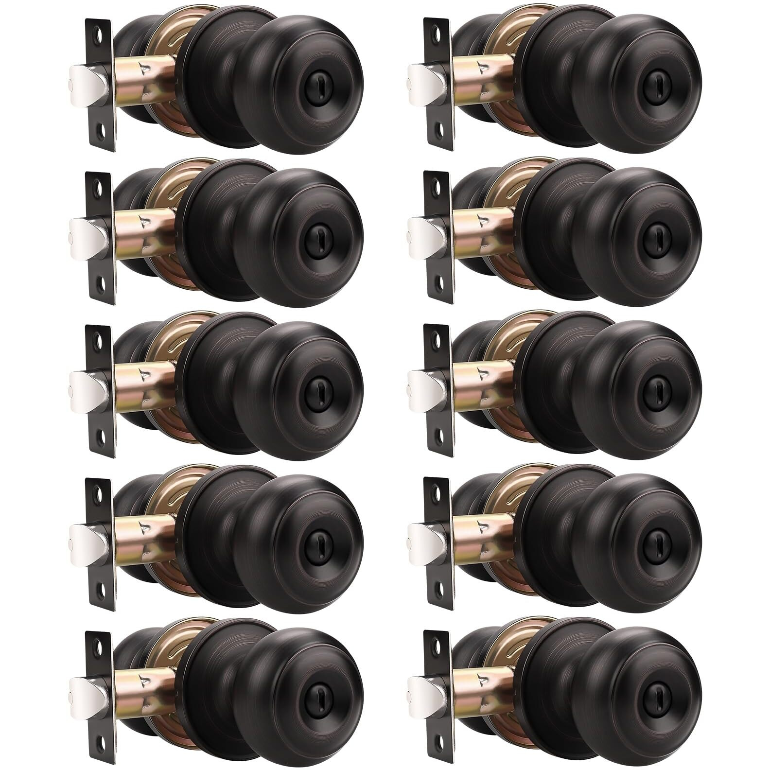Probrico 10 Pack Interior Bathroom Privacy Keyless Doorknobs Door Lock Lockset In Oil Rubbed Bronze