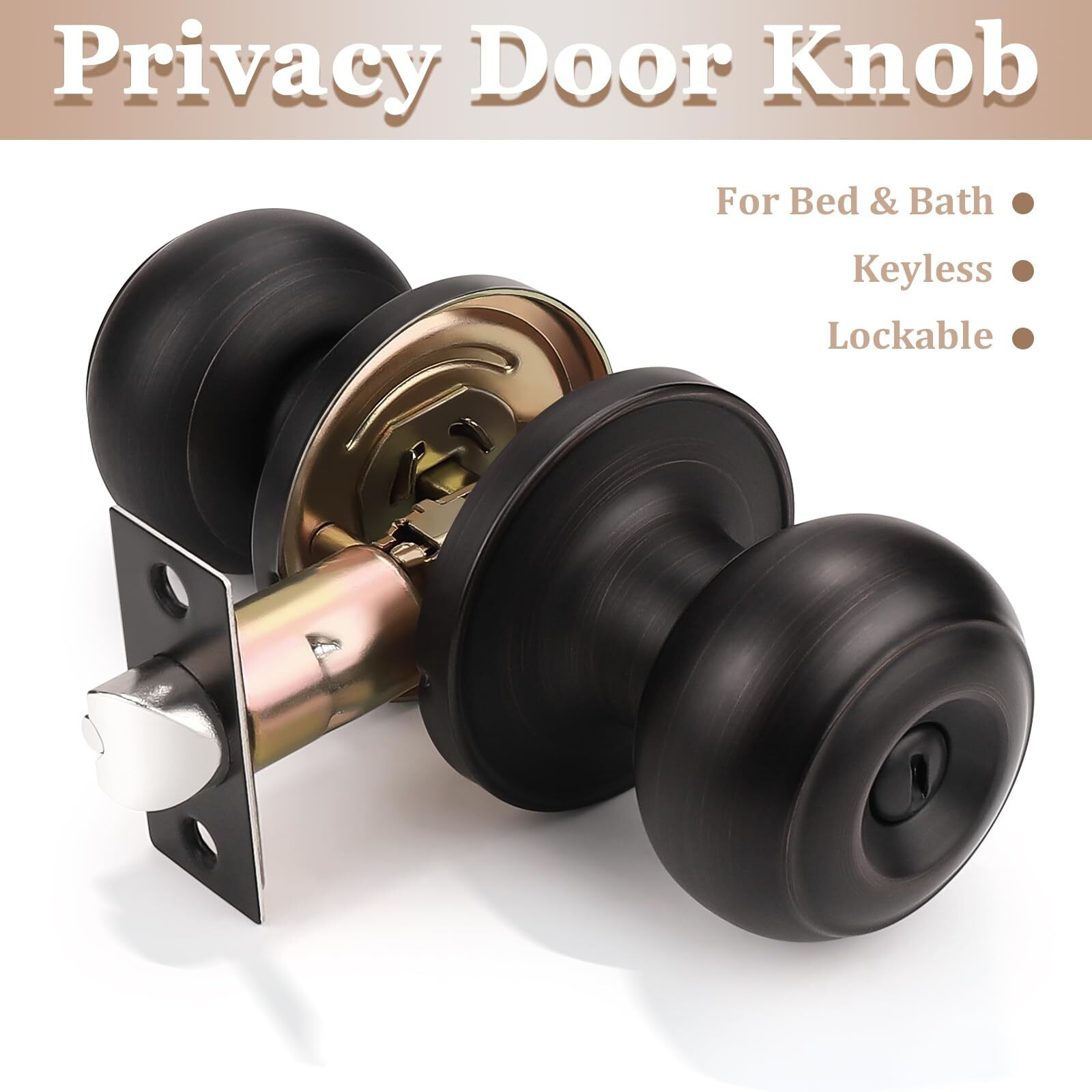 Probrico 10 Pack Interior Bathroom Privacy Keyless Doorknobs Door Lock Lockset In Oil Rubbed Bronze