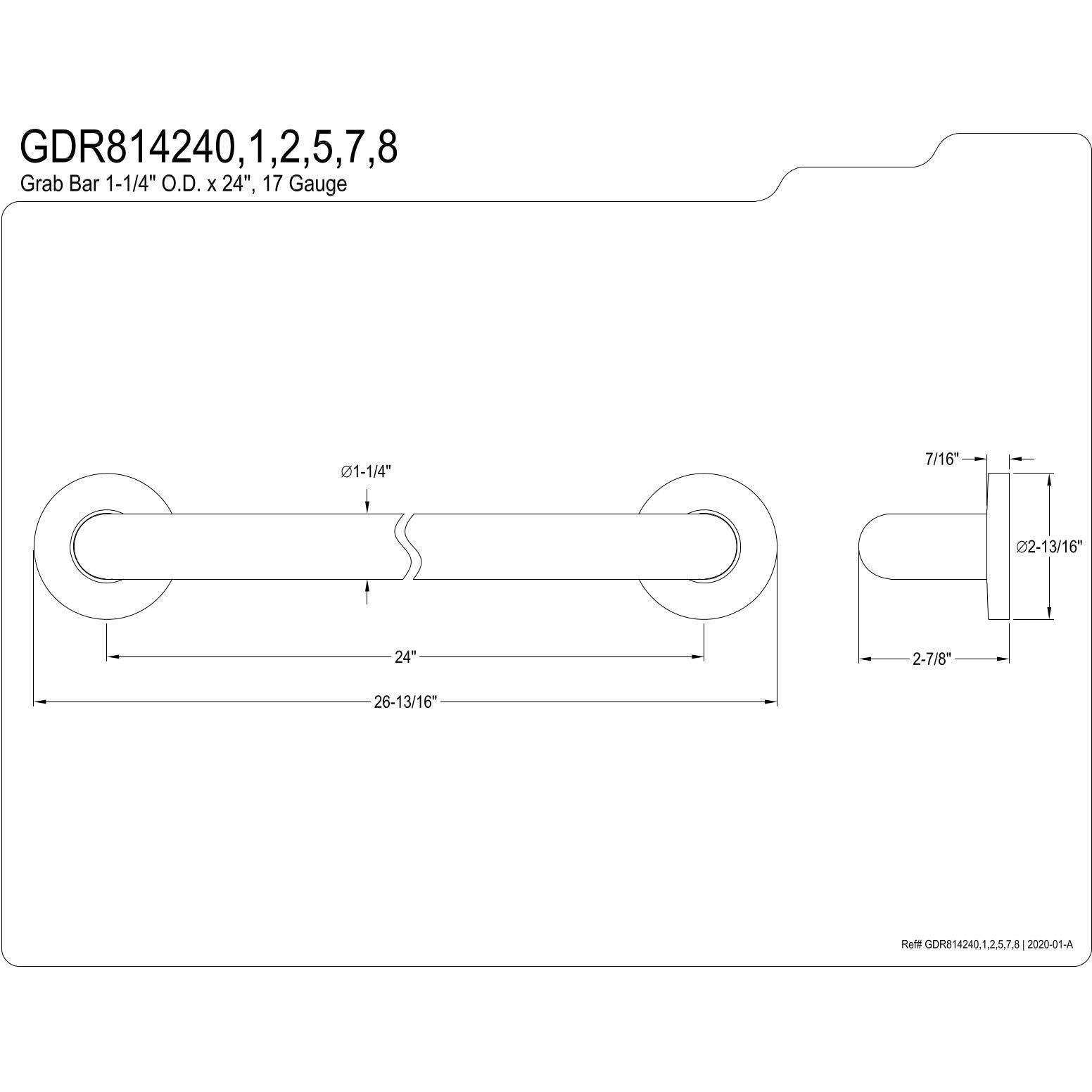 Kingston Brass Gdr814245 Silver Sage 24-Inch X 1-1/4-Inch Od Ada Grab Bar, Oil Rubbed Bronze