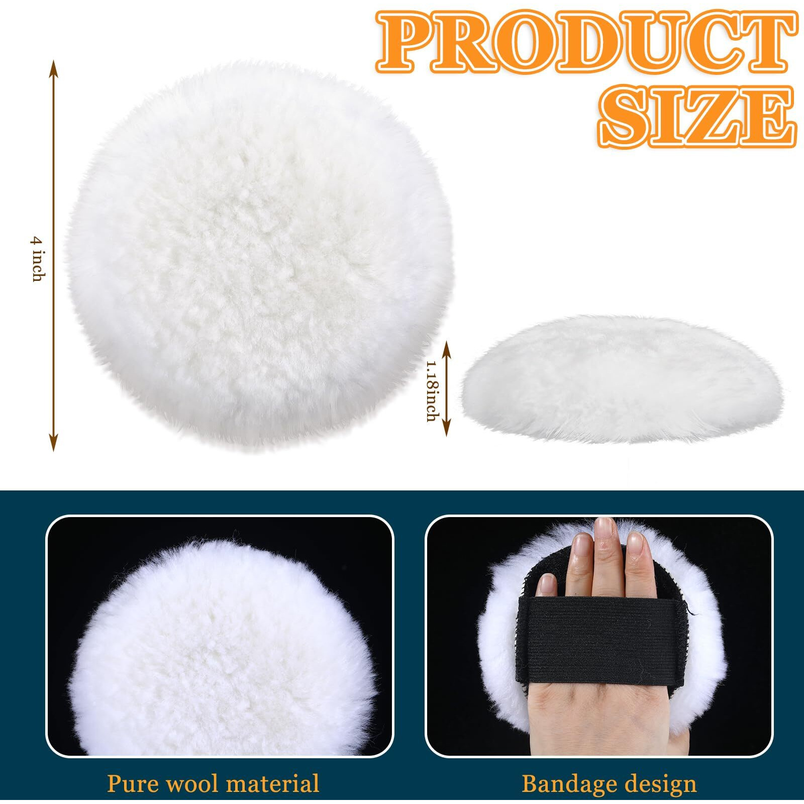 4 Pcs Lambswool Stain Pad 4 Inch Wood Stain Applicator Pads No Waste Reusable Lambswool Wax Applicator Staining Pads For Wood For Latex Oil Based Finishes Paints Buffing Polishing