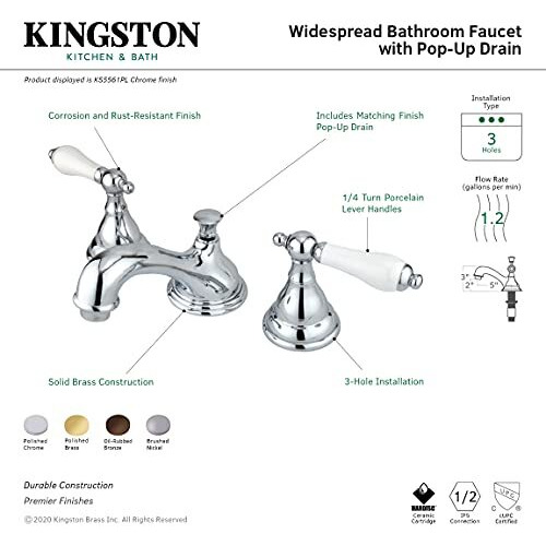 Kingston Brass Ks5565Pl Royale Widespread Bathroom Faucet, 4-3/4"", Oil Rubbed Bronze