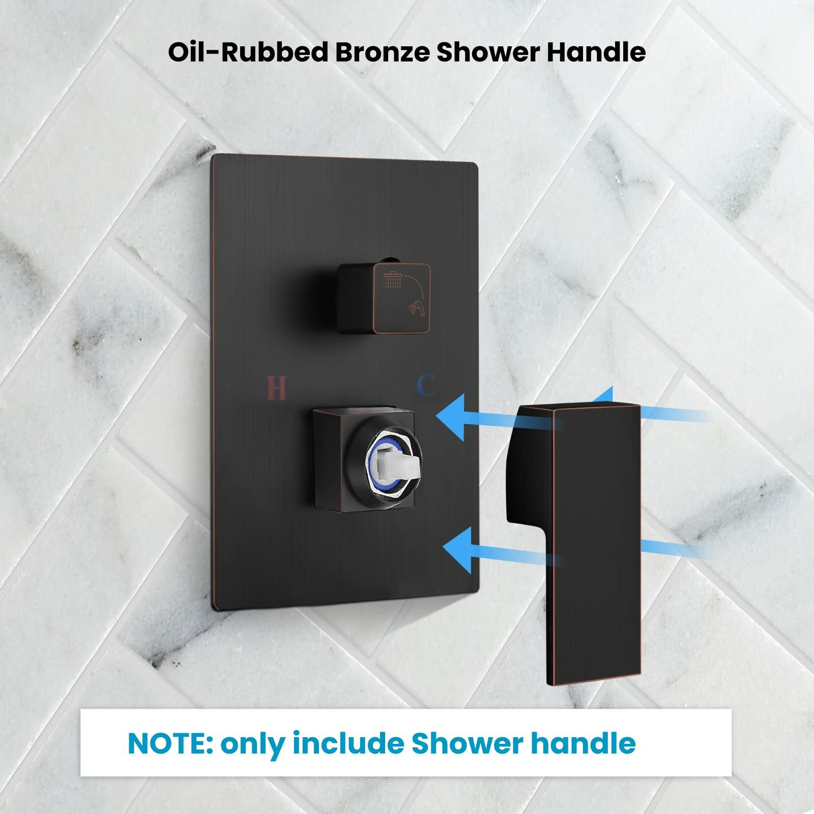 Gotonovo Shower Faucet Part Accessory Single Handle For Shower Trim Kit, Oil Rubbed Bronze Flat Lever Handle Replacement For Lavatory, Bathtub, Bathroom