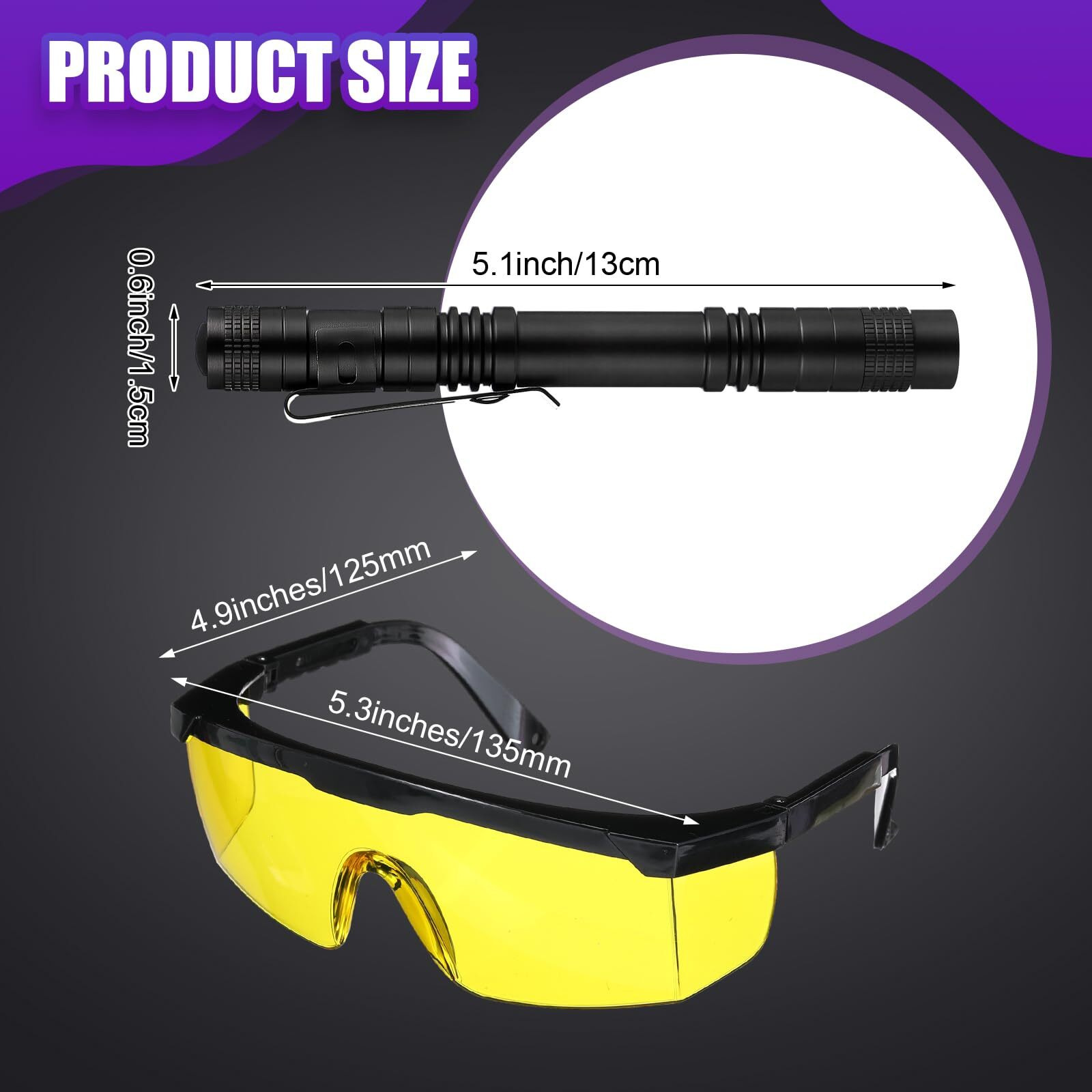 Tellegloww Air Conditioner Leak Detector Tool Ac Leak Automotive Kit Uv Light Oil Dye Detection With Protective Glasses For Dog/Cat Urine, Dry Stains, Bed Bug, Resin Curing(Pocket)