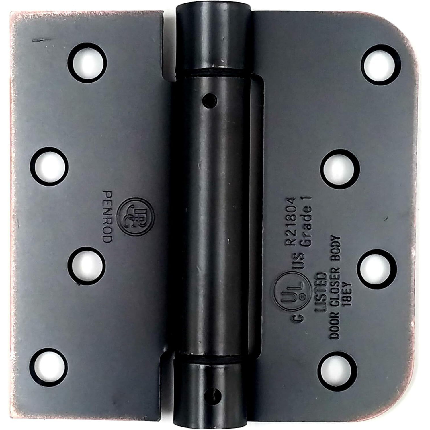 Hinge Outlet Spring Self-Closing Hinges, 4 Inch Square With 5/8 Inch Oil Rubbed Bronze Finish - Adjustable Door Closing - 4 Pack For 2 Doors