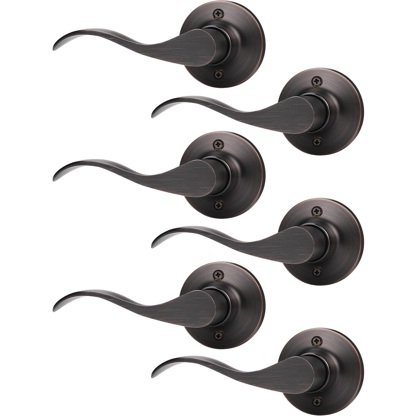 Mengico 6 Pack Single Sided Dummy Door Handle, Oil Rubbed Bronze Interior Door Lever, Left Handled Dummy Knobs For Closet, Non-Turning Interior Push/Pull Door Knob