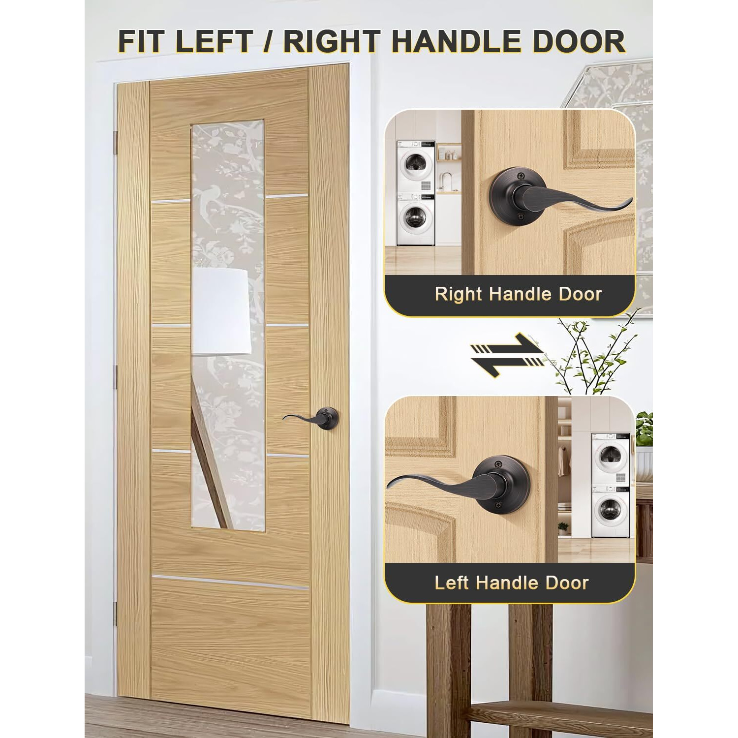 Mengico 6 Pack Single Sided Dummy Door Handle, Oil Rubbed Bronze Interior Door Lever, Left Handled Dummy Knobs For Closet, Non-Turning Interior Push/Pull Door Knob