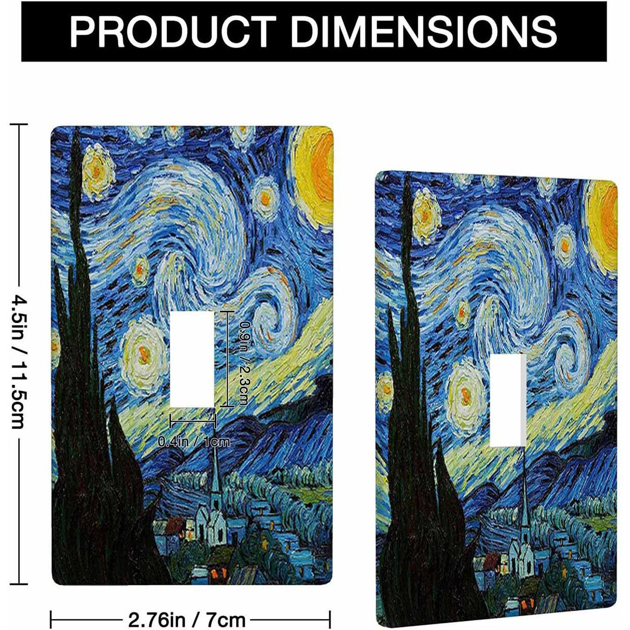 Moslion Starry Night Single Toggle Wall Plate Van Gogh Oil Painting Arts Farmhouse Sky Moon Light Switch Outlet Cover Plug Decor Home Office Living Room