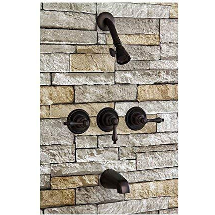 Kingston Brass Kb235Al Tub And Shower Faucet With 3-Lever Handle, Oil Rubbed Bronze,5-Inch Spout Reach , Oil-Rubbed Bronze