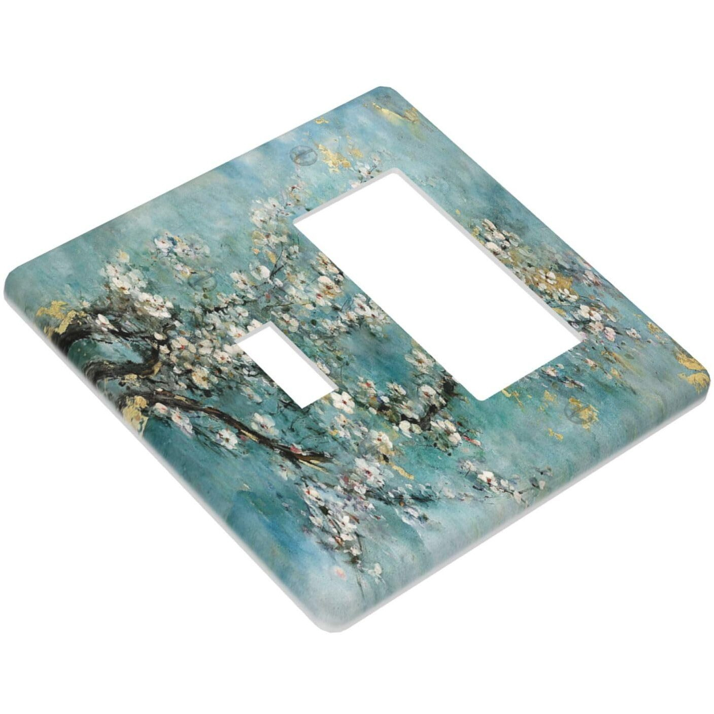 Wpshijia Abstract Flower Oil Painting 2 Gang Light Switch Covers Single Toggle Rocker Combo Wall Plate Electrical Faceplate Decorative Switchplate For Livingroom Bedroom Bathroom Decor