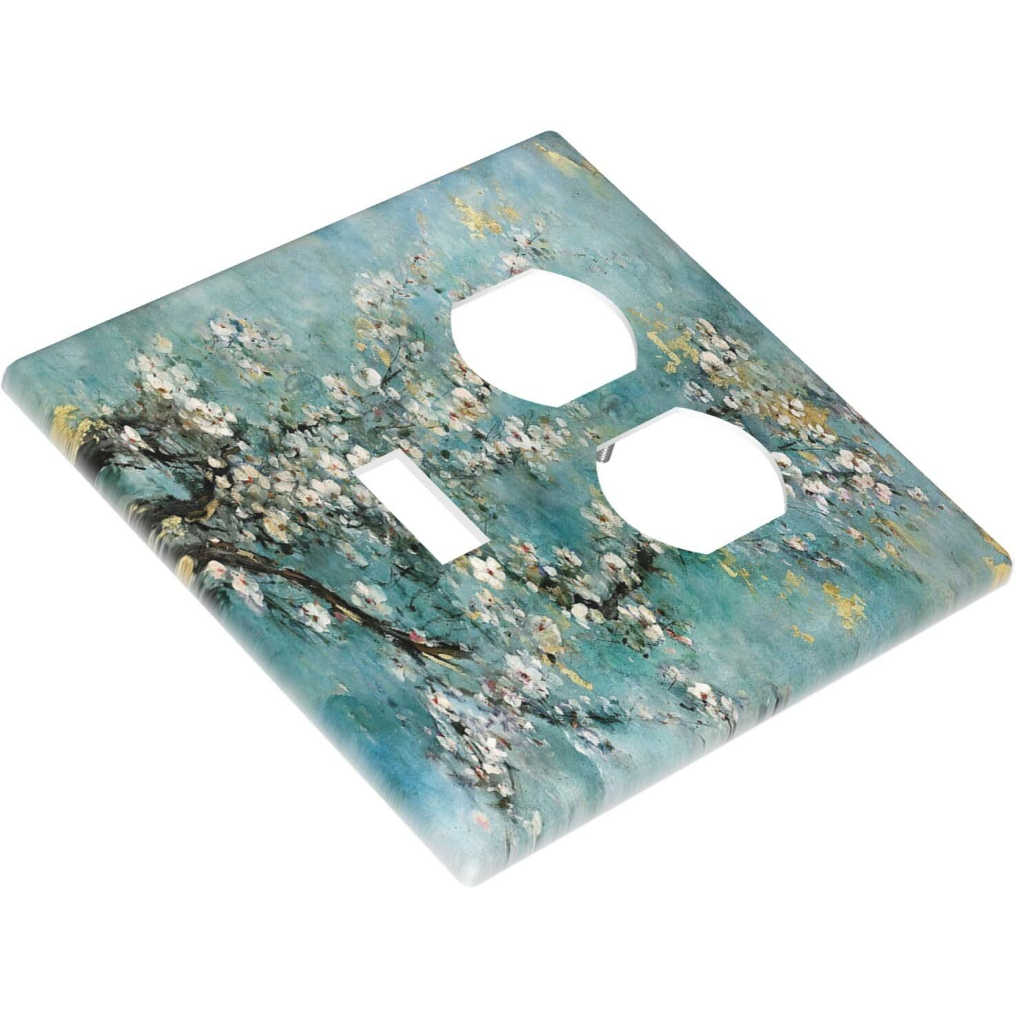 Wpshijia Decorative Light Switch Cover Plate Abstract Flower Oil Painting 2 Gang Outlet Covers 1 Toggle 1 Duplex Wall Plate Decorate Electrical Switch Plate Covers For Bedroom Bathroom Decor