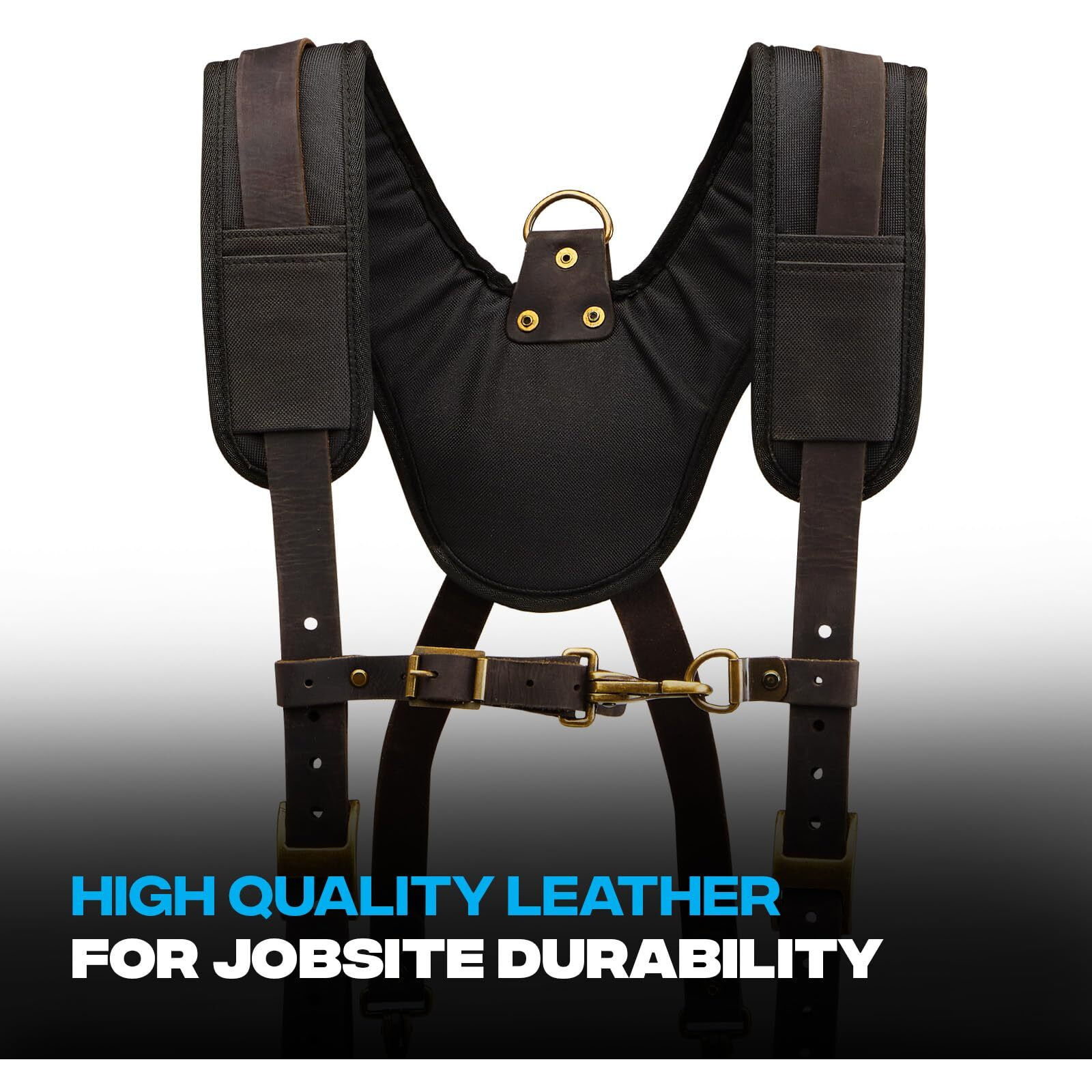 Ox Tools Pro Oil Tanned Leather Tool Belt Suspenders For Men - Heavy Duty & Padded Support W/Adjustable Chest Strap Ox-P263501 - Tirantes Para Bolsas De Construccion