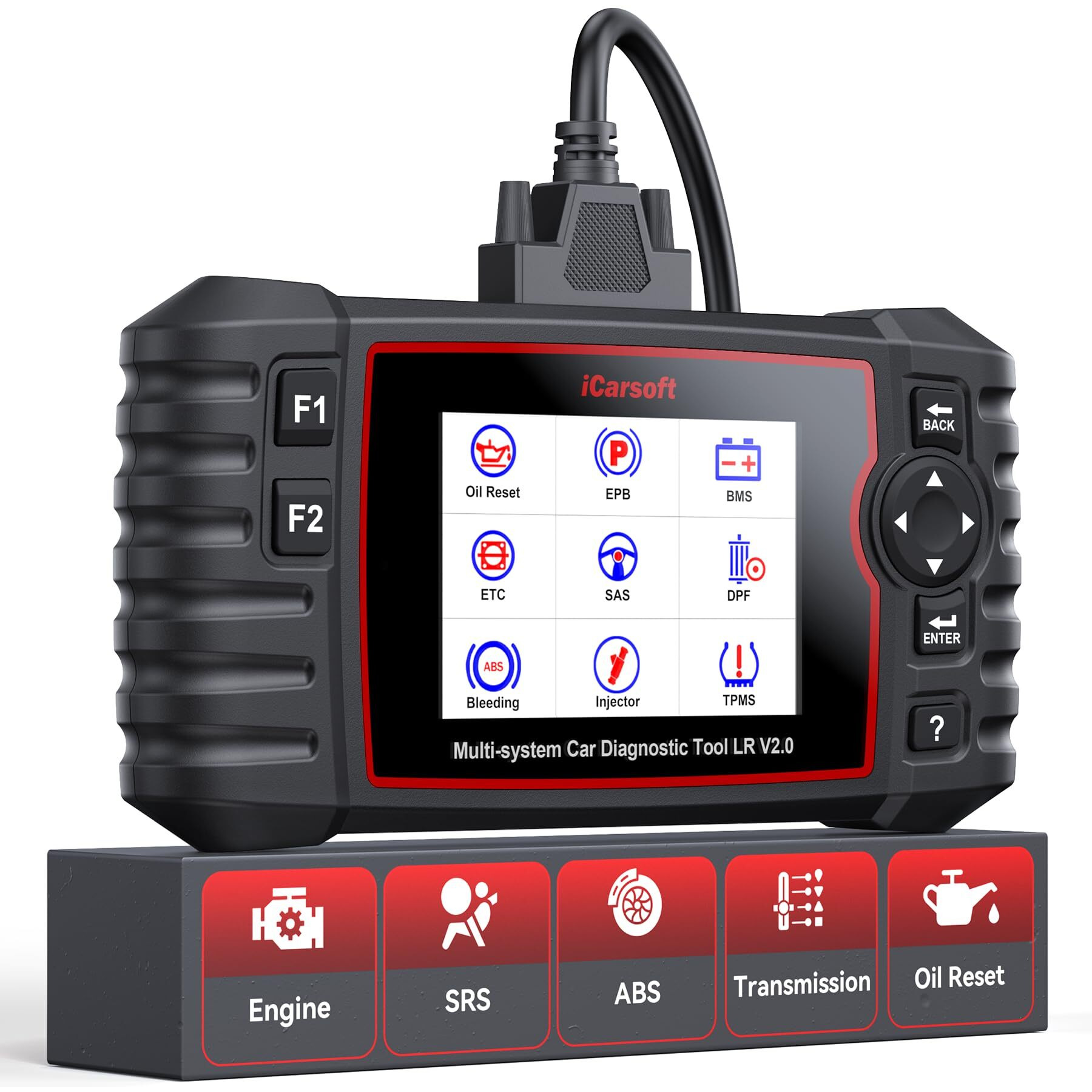 Icarsoft Obd2 Scanner For Landrover/Jaguar 9 Reset Functions Oil Reset Bms Tpms Etc, Full System Diagnostic Tool With Airbag Transmission Scan, Battery Test/Live Data, Lr V2.0 Car Code Reader