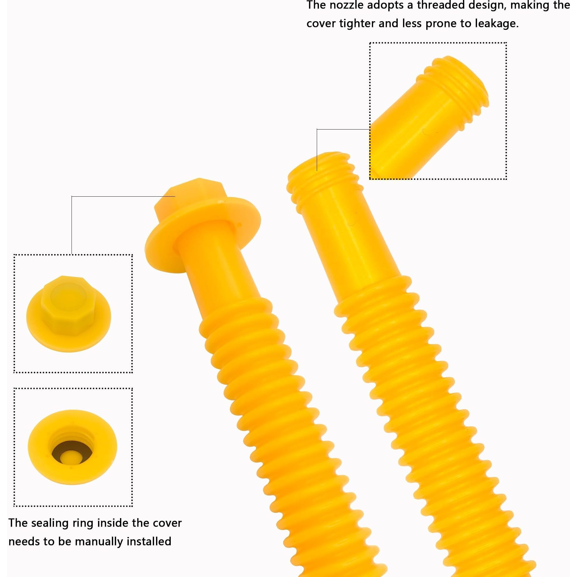 Gas Can Spout Replacement Set, Gas Can Nozzle Old Style Easy To Install, Flexible Pour Nozzle Suitable For Most 1/2/5/10 Gallon Oil Cans (6 Kit-Yellow)