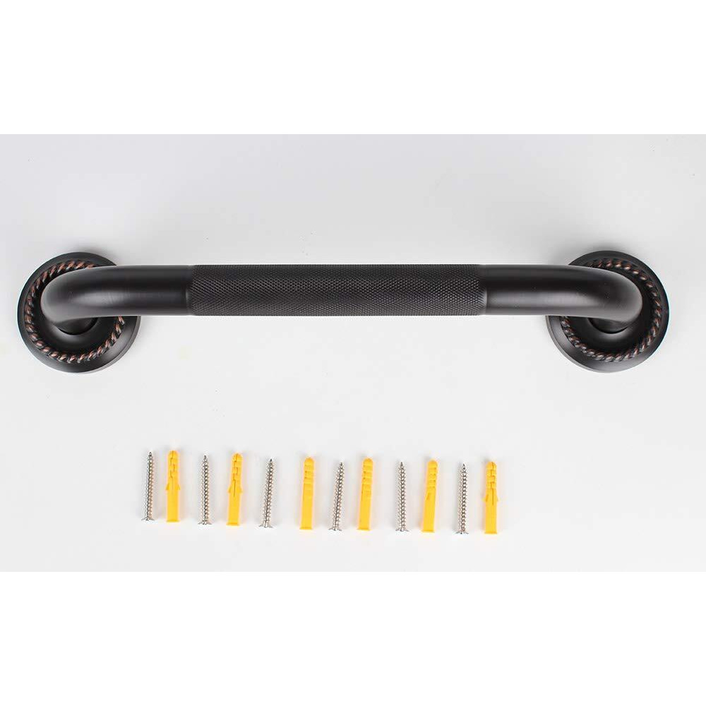 700Brass 20-Inch Grab Bar Featuring Anti-Slip Handrail, Solid Brass, Oil Rubbed Bronze, Heavy-Duty Construction Armrest, Bathroom Bathtube Shower Safety Rail
