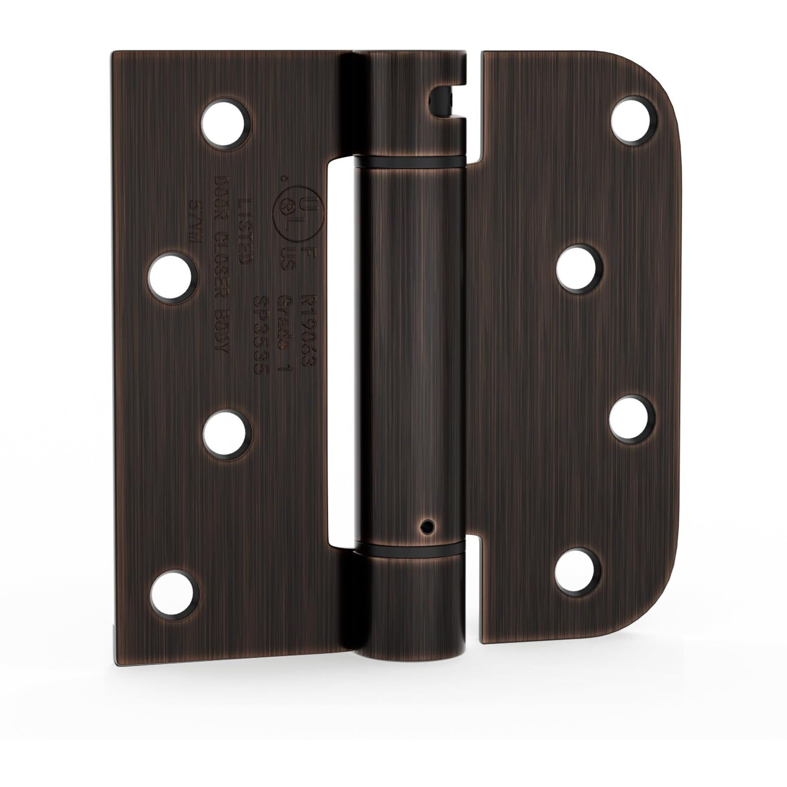 Goldenwarm 4Pack Oil Rubbed Bronze Door Hinges 4 Inch Self Closing Spring Door Hinge With Square & 5/8"" Radius Corners - Adjustable Door Closing, Residential & Heavy-Duty Door Hardware