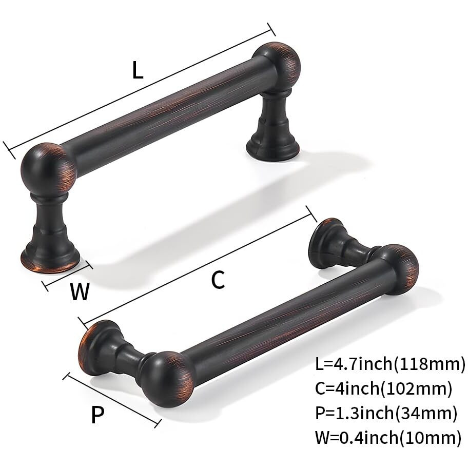 Khtumeware 10 Pack 4 Inch Hole Center Oil Rubbed Bronze Cabinet Pulls Heavy Duty Solid Cabinet Handles Cabinets Dressers Kitchens Handles Bathroom Cabinets