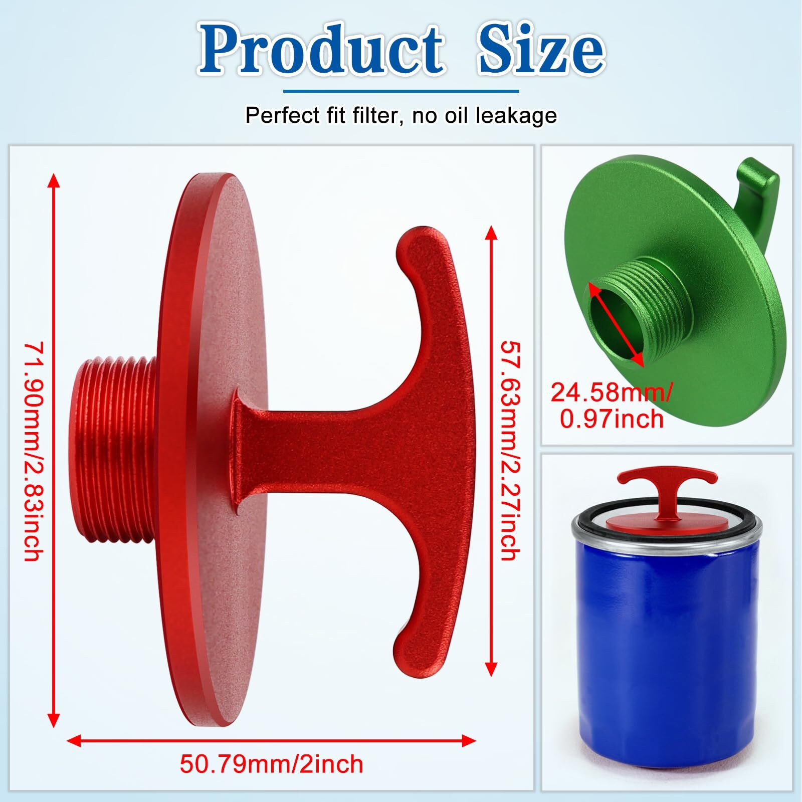 2 Pack Oil Filter Plug Tool-Aluminum Alloy,Oil Filter Plug Cap Off Tool Compatible With Dodge Ram 05083285Aa Mo285 Turbo Diesel 5.9L 6.7L For Cummins Diesel Engines (Red+Green)