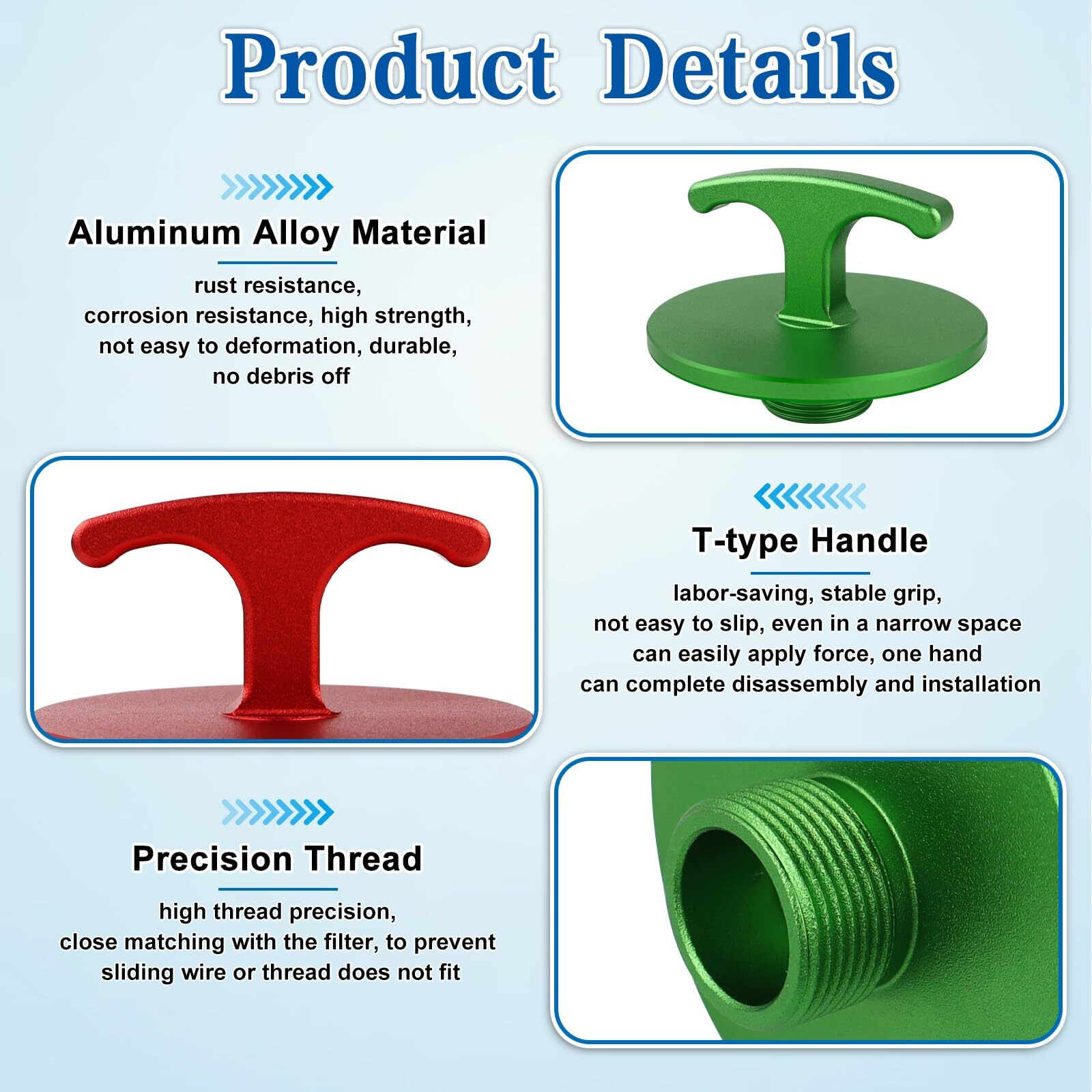 2 Pack Oil Filter Plug Tool-Aluminum Alloy,Oil Filter Plug Cap Off Tool Compatible With Dodge Ram 05083285Aa Mo285 Turbo Diesel 5.9L 6.7L For Cummins Diesel Engines (Red+Green)