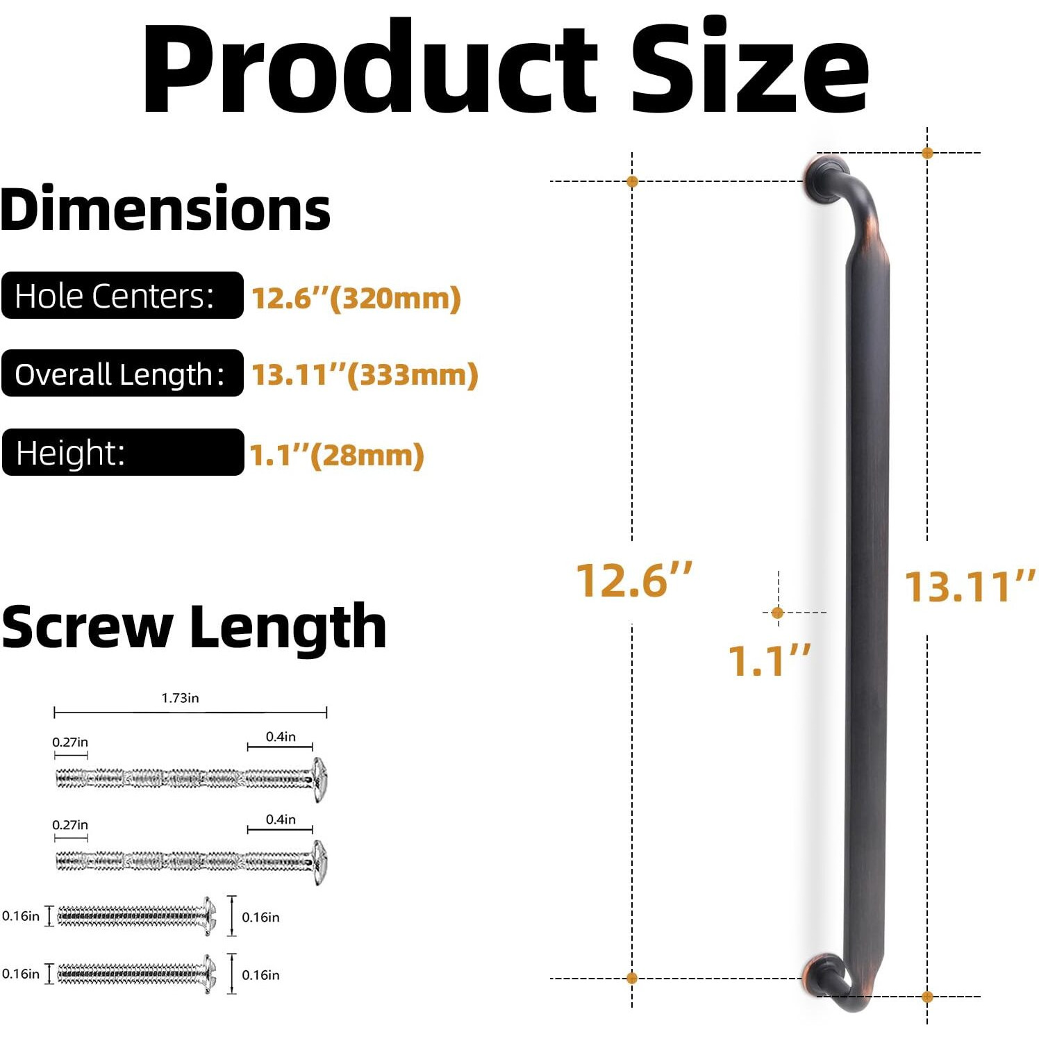 Komotia 6 Pack 12-3/5 Inch Cabinet Pulls Oil Rubbed Bronze Kitchen Cabinet Handles Zinc Alloy Drawer Pulls Solid Cabinet Hardware