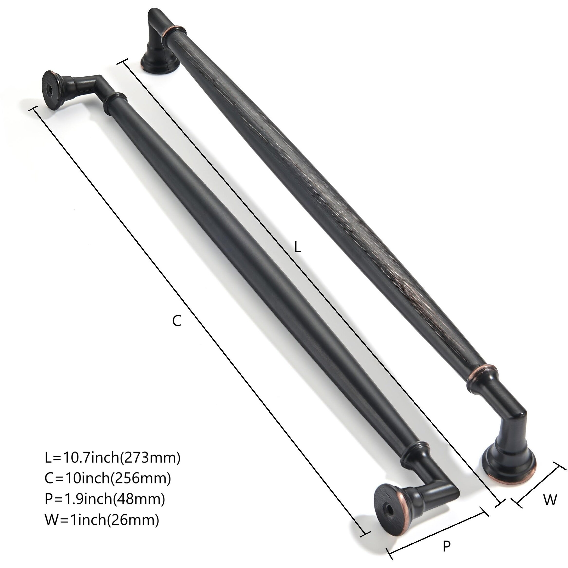 Zauyx 2 Pack 10 Inch Hole Center Oil Rubbed Bronze Cabinet Pulls Solid Heavy Duty Cabinet Pull Cabinet Handles Kitchen Cabinet Hardware Vanity Handles Bathroom Cabinet Pulls
