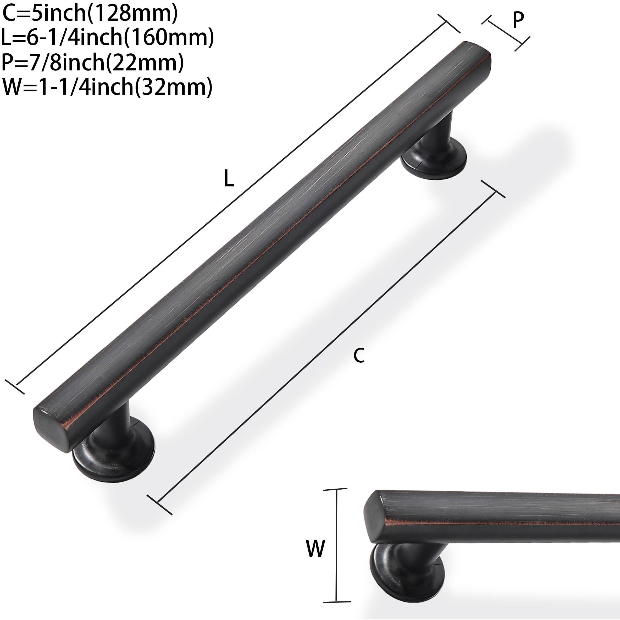 Zauyx 10 Pack Oil Rubbed Bronze 5 Inch Hole Center Cabinet Pulls Kitchen Cabinet Handles Solid Square Pulls For Kitchen Cabinet Door Handles Arch Dresser Handles For Cabinets And Drawers