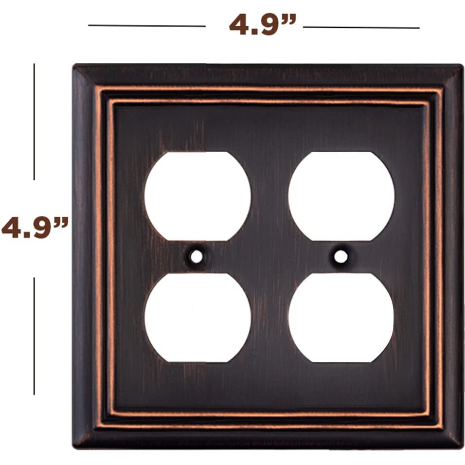 Sleeklighting Oil Rubbed Bronze Outlet Covers And Switch Plates-Decorative Wall Plate Light Switch Cover Beveled -Variety Of Styles Decorator/Duplex/Toggle / & Combo-Size 2 Gang Duplex (2Pack)