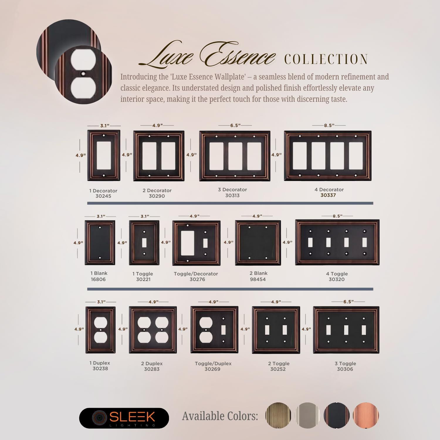 Sleeklighting Oil Rubbed Bronze Outlet Covers And Switch Plates-Decorative Wall Plate Light Switch Cover Beveled -Variety Of Styles Decorator/Duplex/Toggle / & Combo-Size 2 Gang Duplex (2Pack)