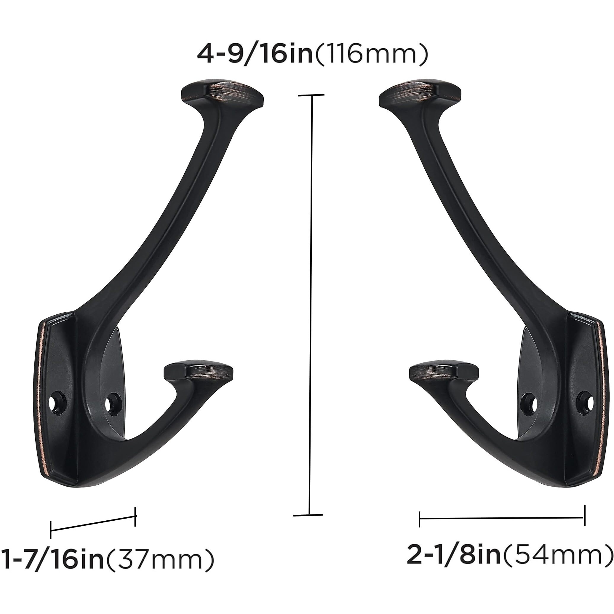 Zauyx 2 Pack Oil Rubbed Bronze Hooks Decorative Heavy Duty Solid Large Coat Hooks For Towel Hanging Coats Robe Wall Mounted Towel Bags Door Back Bathroom Wall Hook.