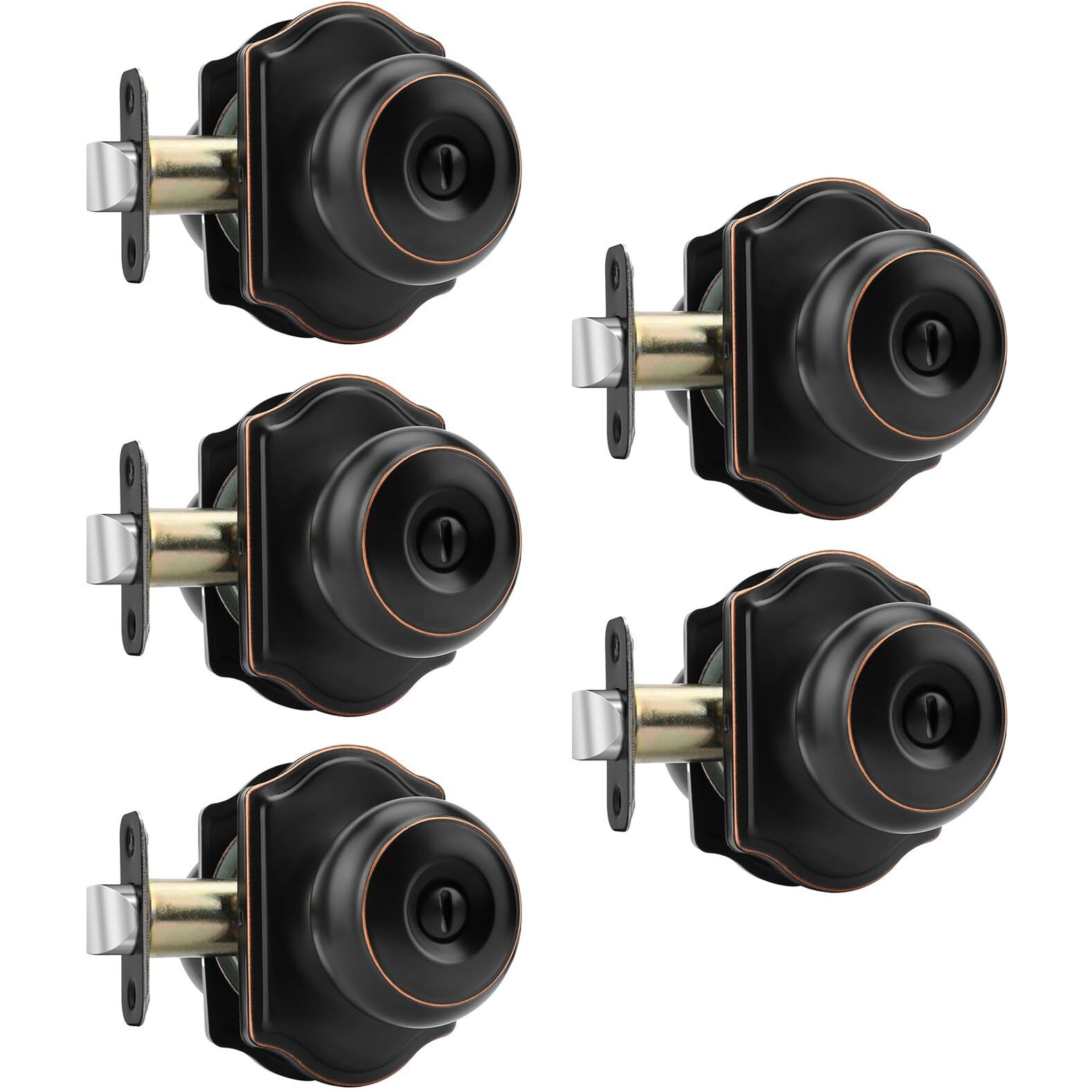 Haidms Oil Rubbed Bronze Door Knobs Interior, Privacy Interior Door Knobs, Bronze Indoor Doorknobs For Bedroom Or Bathroom (5 Pack)
