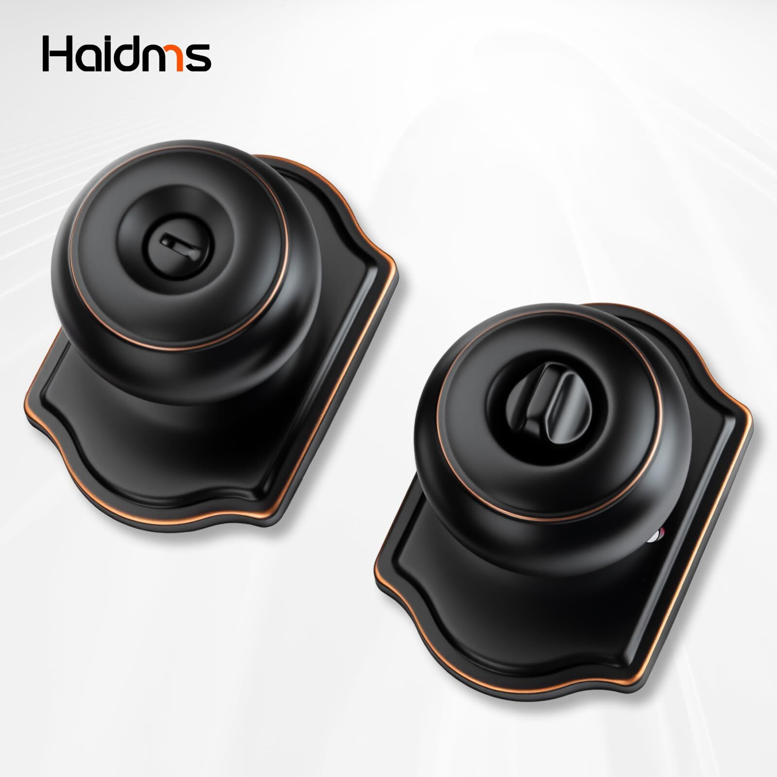 Haidms Oil Rubbed Bronze Door Knobs Interior, Privacy Interior Door Knobs, Bronze Indoor Doorknobs For Bedroom Or Bathroom (5 Pack)