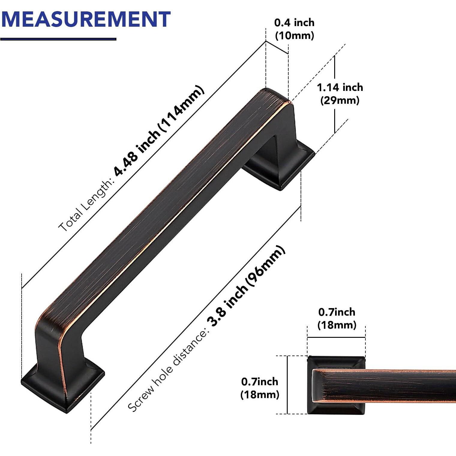 Ravinte Hardware 15 Pack Oil Rubbed Bronze Cabinet Pulls - 3-3/4 Inch (96Mm) Hole Centers, Solid Zinc Alloy Kitchen Handles & Drawer Pulls, Durable Hardware For Cabinets & Cupboards