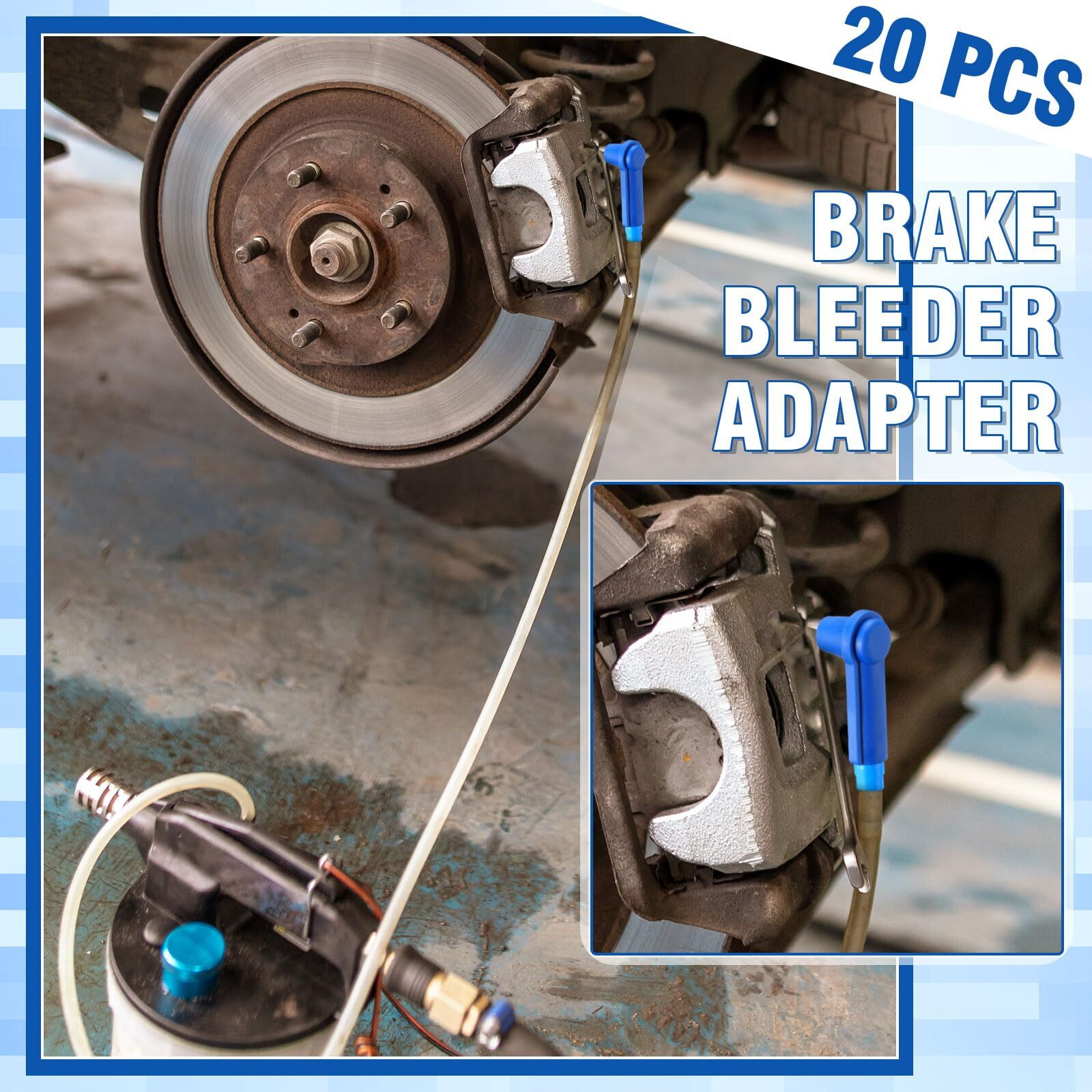 Innconee 20 Pcs Brake Bleeder Adapter Joint Kit Exchange Tool Connector Brake Fluid Bleeder Car Oil Bleeding Pump Exchange Adapter For Cars Trucks Vehicles System Bleeding Tools