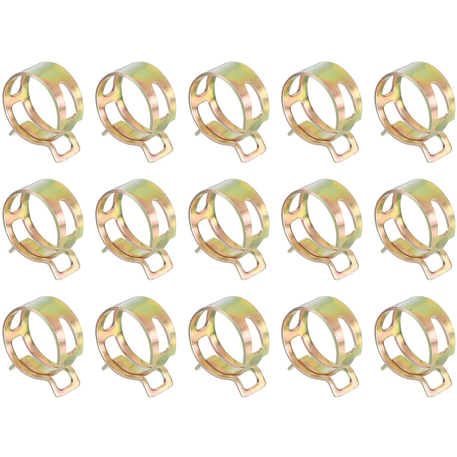 Uxcell 15Pcs Spring Band Type Action Fuel/Silicone Vacuum Hose Pipe Clamp, 22Mm Low-Pressure Air Spring Hose Clip Clamp For Automotive Oil Pipe Water Pipe, Color Zinc