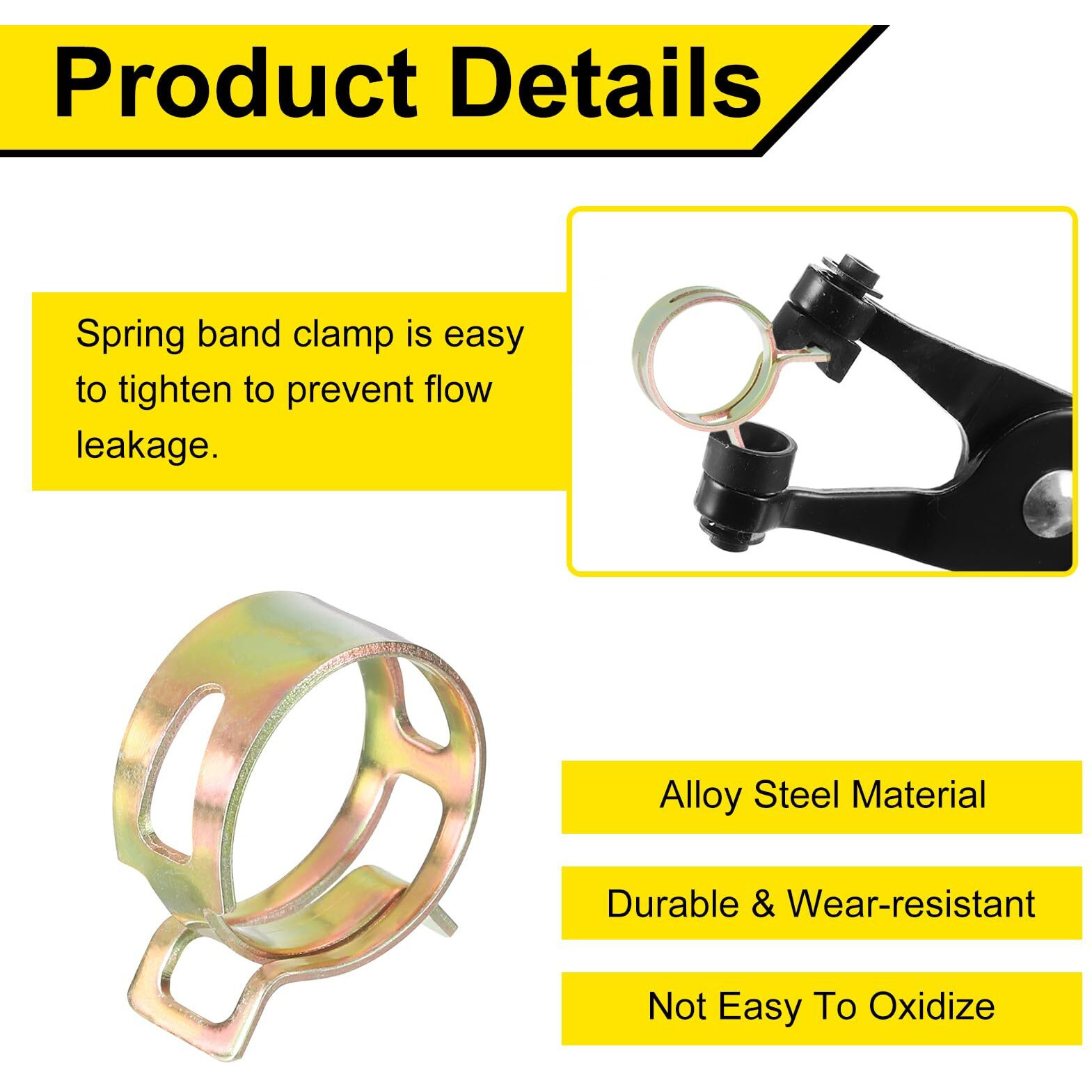 Uxcell 15Pcs Spring Band Type Action Fuel/Silicone Vacuum Hose Pipe Clamp, 22Mm Low-Pressure Air Spring Hose Clip Clamp For Automotive Oil Pipe Water Pipe, Color Zinc