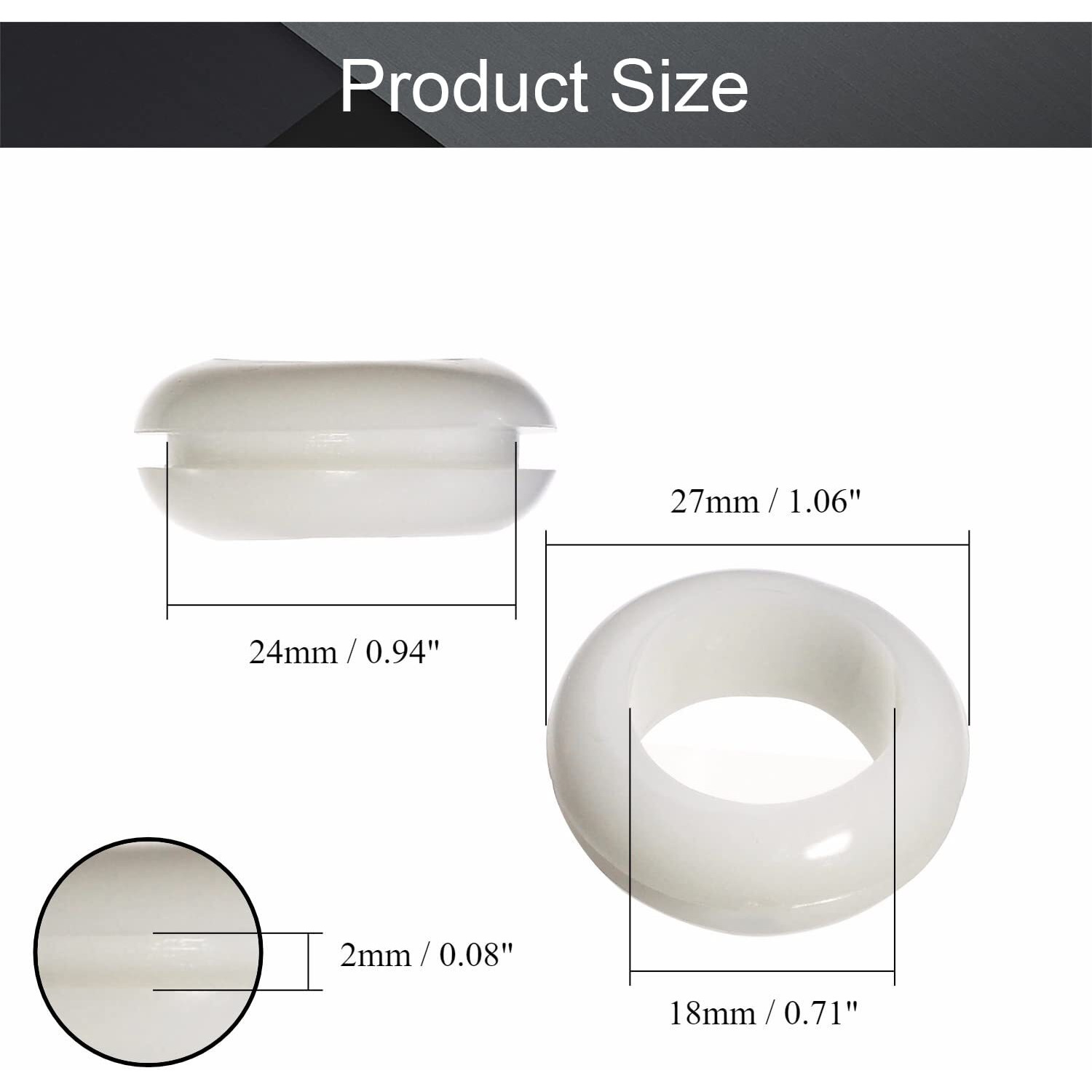 Fielect Rubber Grommet 50Pcs 18Mm Inner Dia Oil Resistant Armature Rubber Grommets For Wiring Cable White