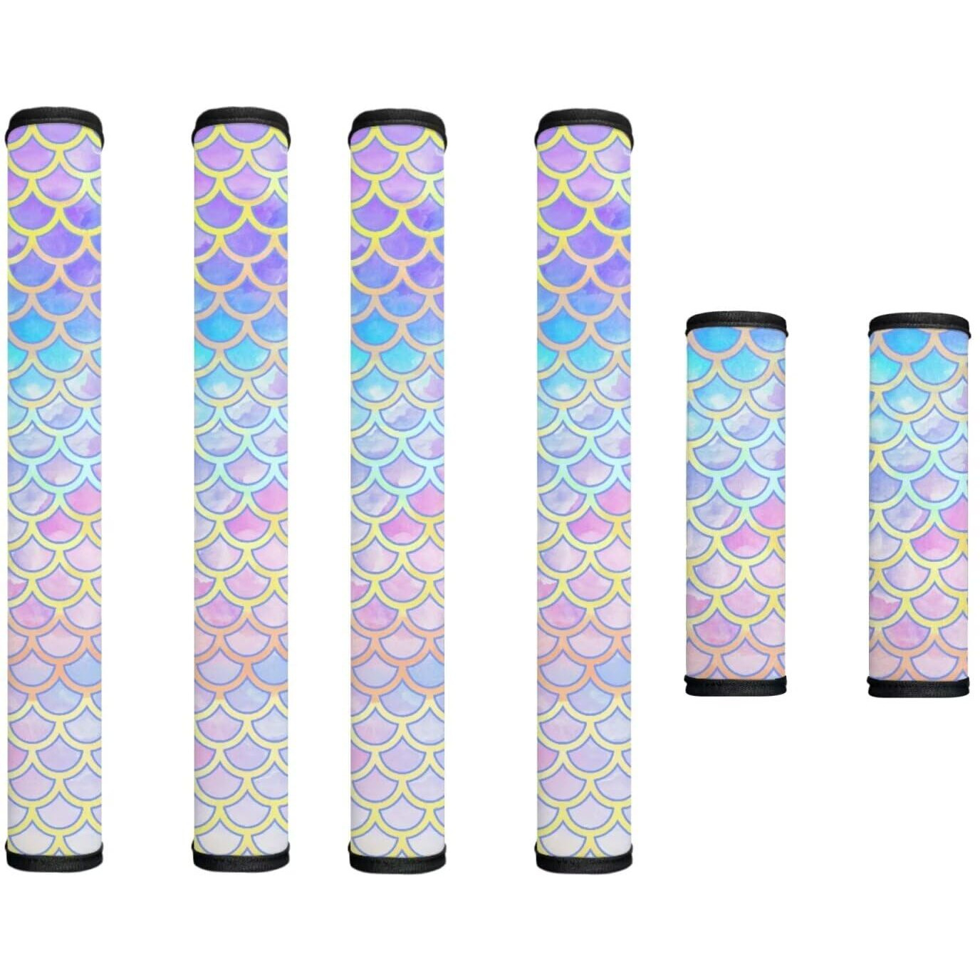 Garucesta 6 Pieces Fridge Microwave Door Handle Covers Protective Kitchen Appliances Handle Protector Keep Off Smudges, Oil Stains, Fingerprints, Liquids, Blue Pink Gradient Mermaid Scale