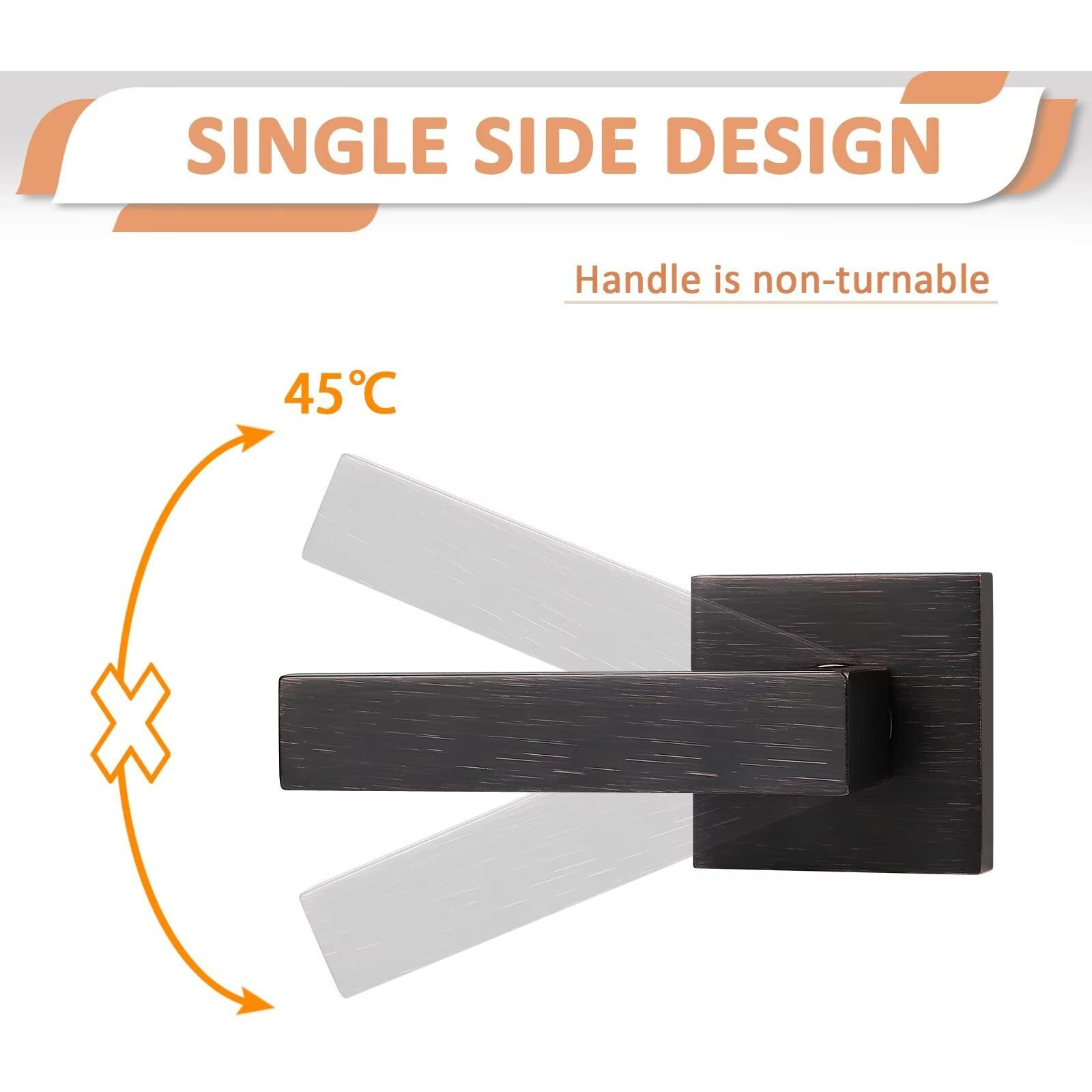 Knobelite(5 Pack Dummy Lever Door Handle, Slim Square Non-Turning Single Side Pull Only Lever Set For Closet Or French Doors, Oil Rubbed Bronze With Modern Contemporary For Half-Dummy Application