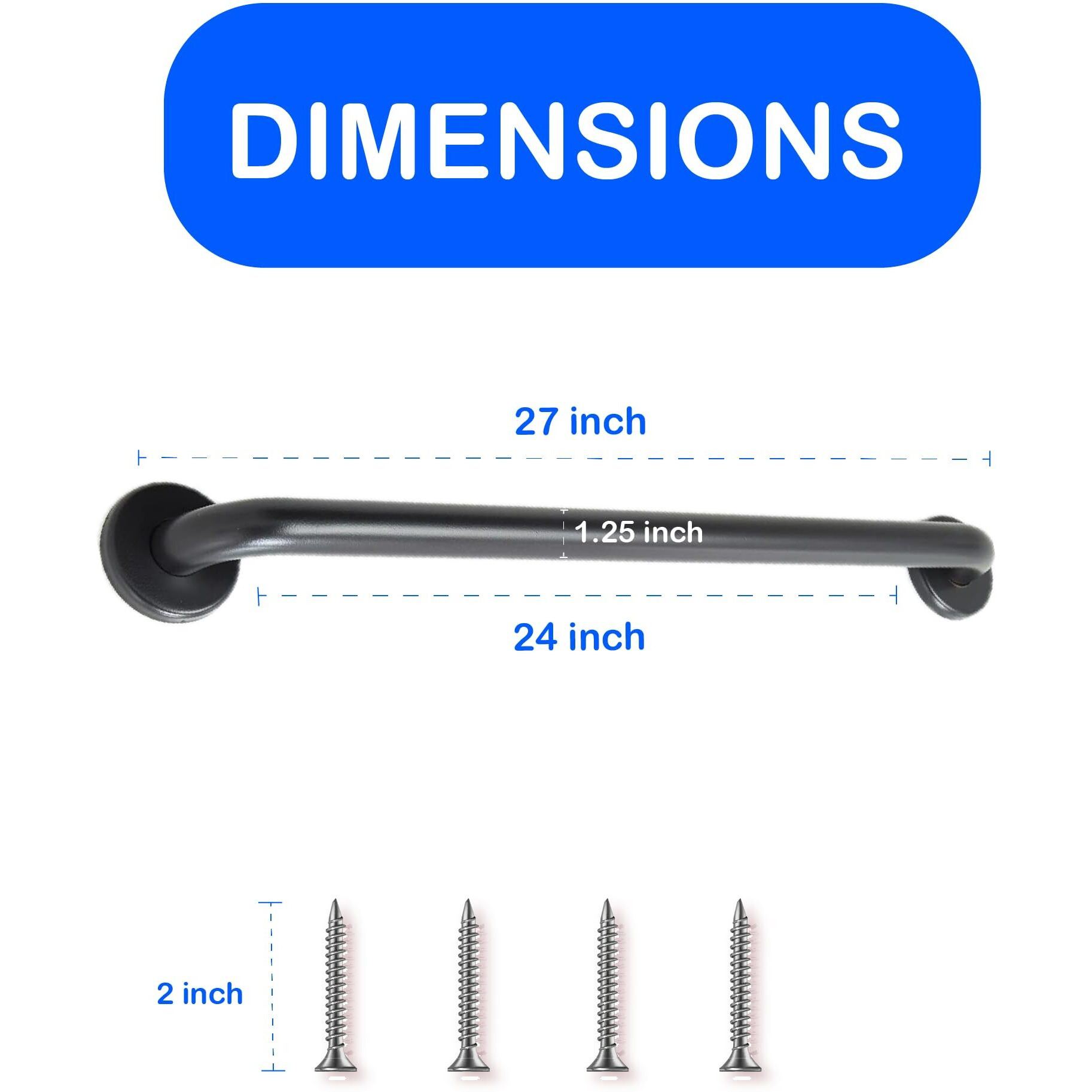 Grab Bar For Bathtub Shower - Stairs Bed Toilet Bathroom / Stand Assist & Safety Handrail / 304 Stainless Steel / Smooth / Oil Rubbed Bronze / 24&quot&quot