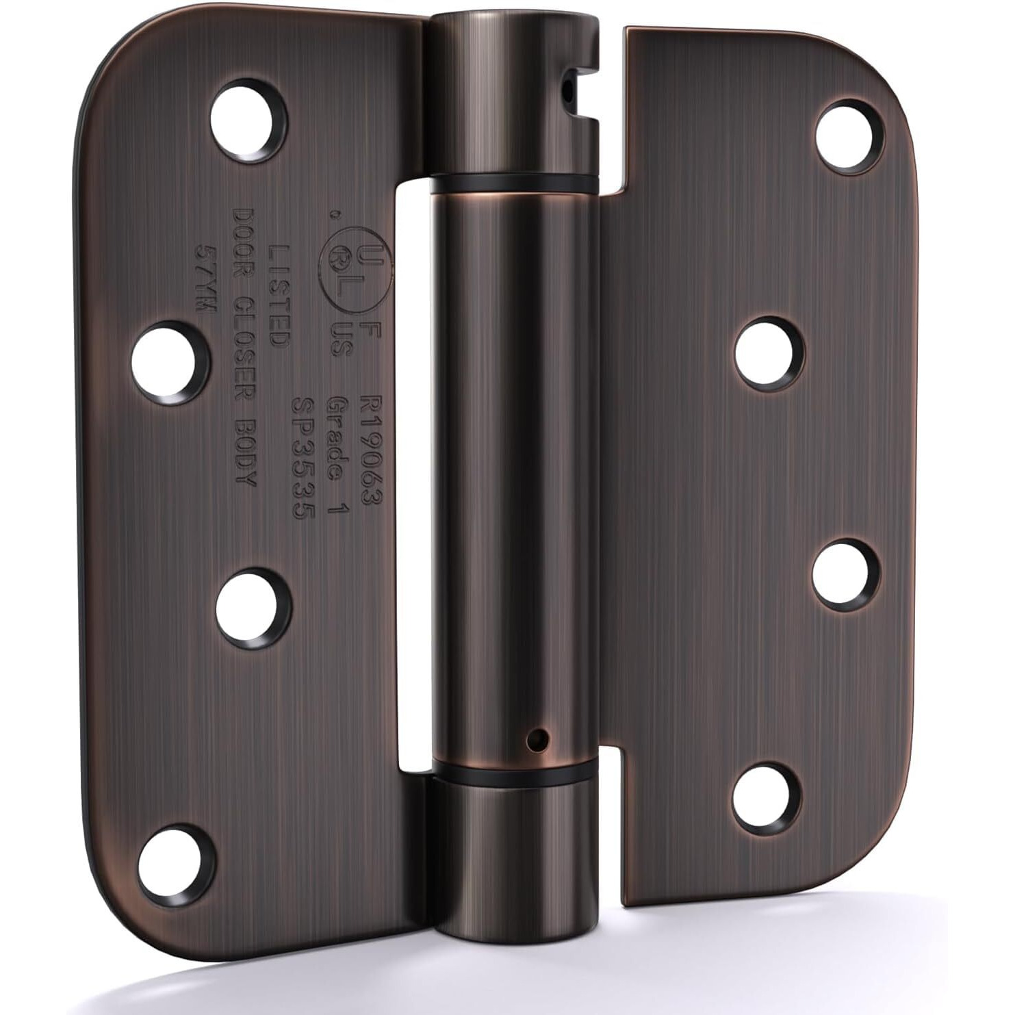 Goldenwarm 3 Pack 4 Inch Oil Rubbed Bronze Self Closing Door Hinges With 5/8'' Radius Corners - Adjustable Tension Soft Close Hinges For Interior/Exterior Doors, Durable & Quiet Closure