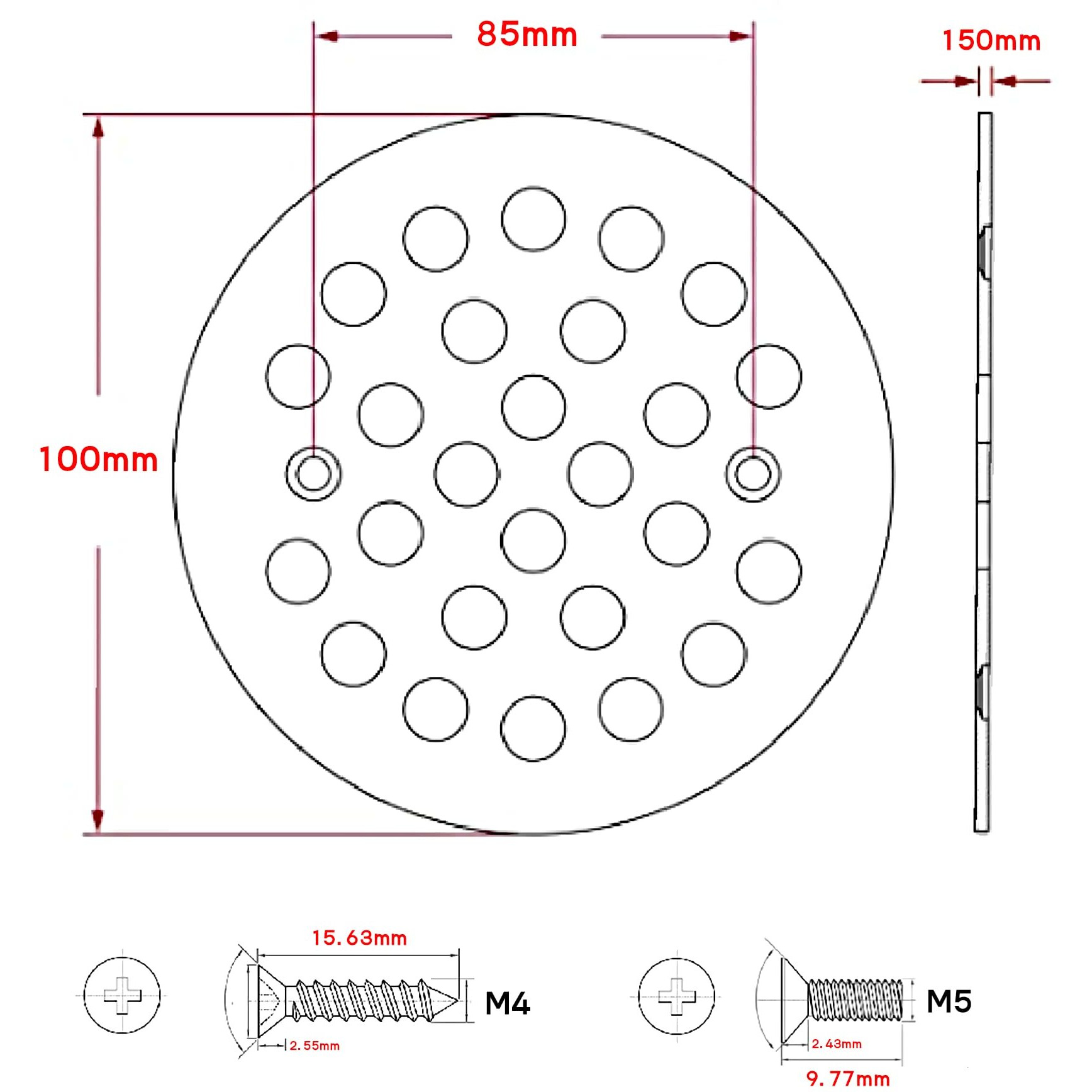 Evangeline 4 Inch Shower Drain Cover Replacement Bathroom Grate Drain Strainer Round (Oil Rubbed Bronze)