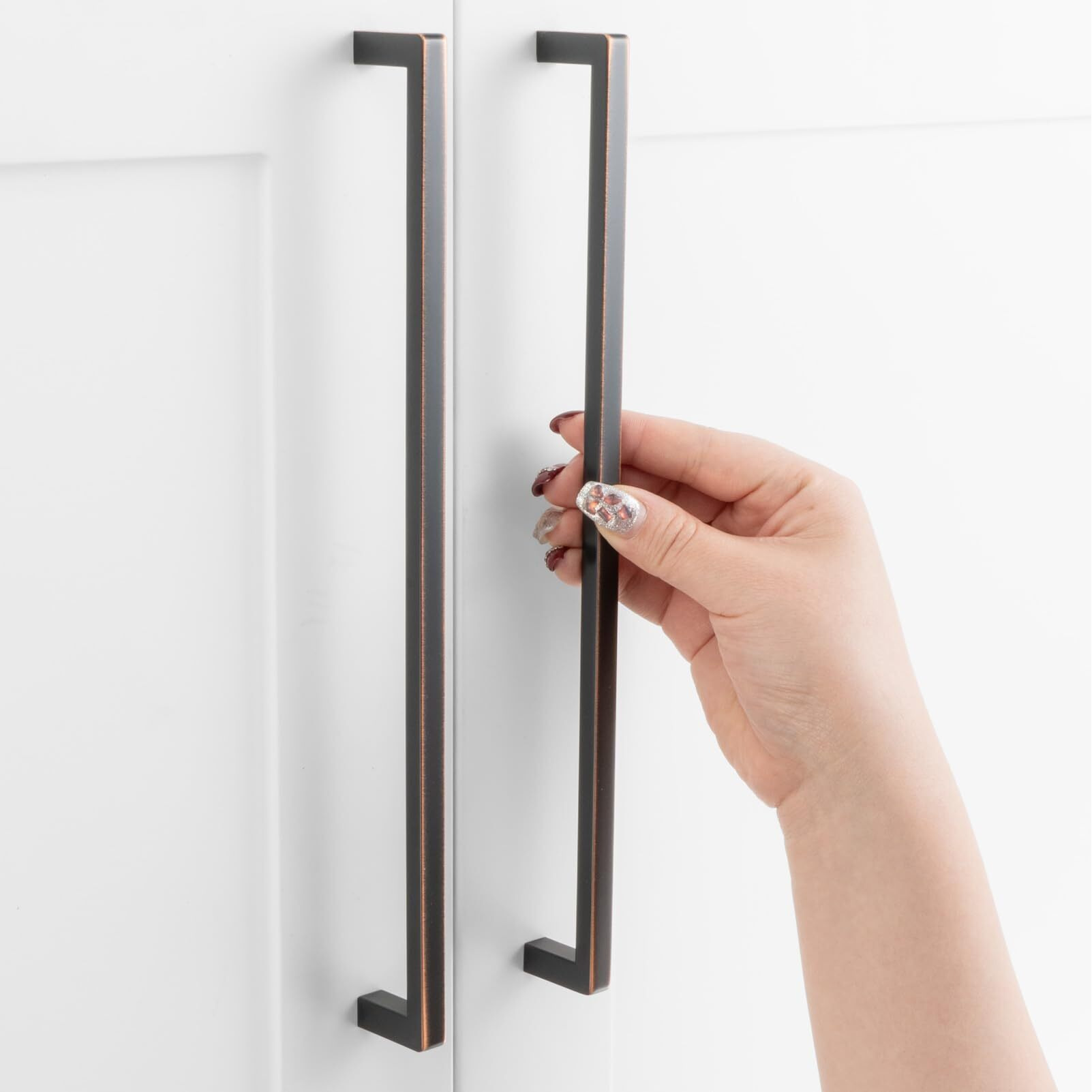 Askano Pack Of 5, 10 Inch Hole Centers, Oil Rubbed Bronze Square Bar Kitchen Cabinet Pull Handle Zp2401 | Solid Hardware For Drawer, Dresser, Bathroom, Vanity, Furniture Door, Cupboard, Bedroom, 10""