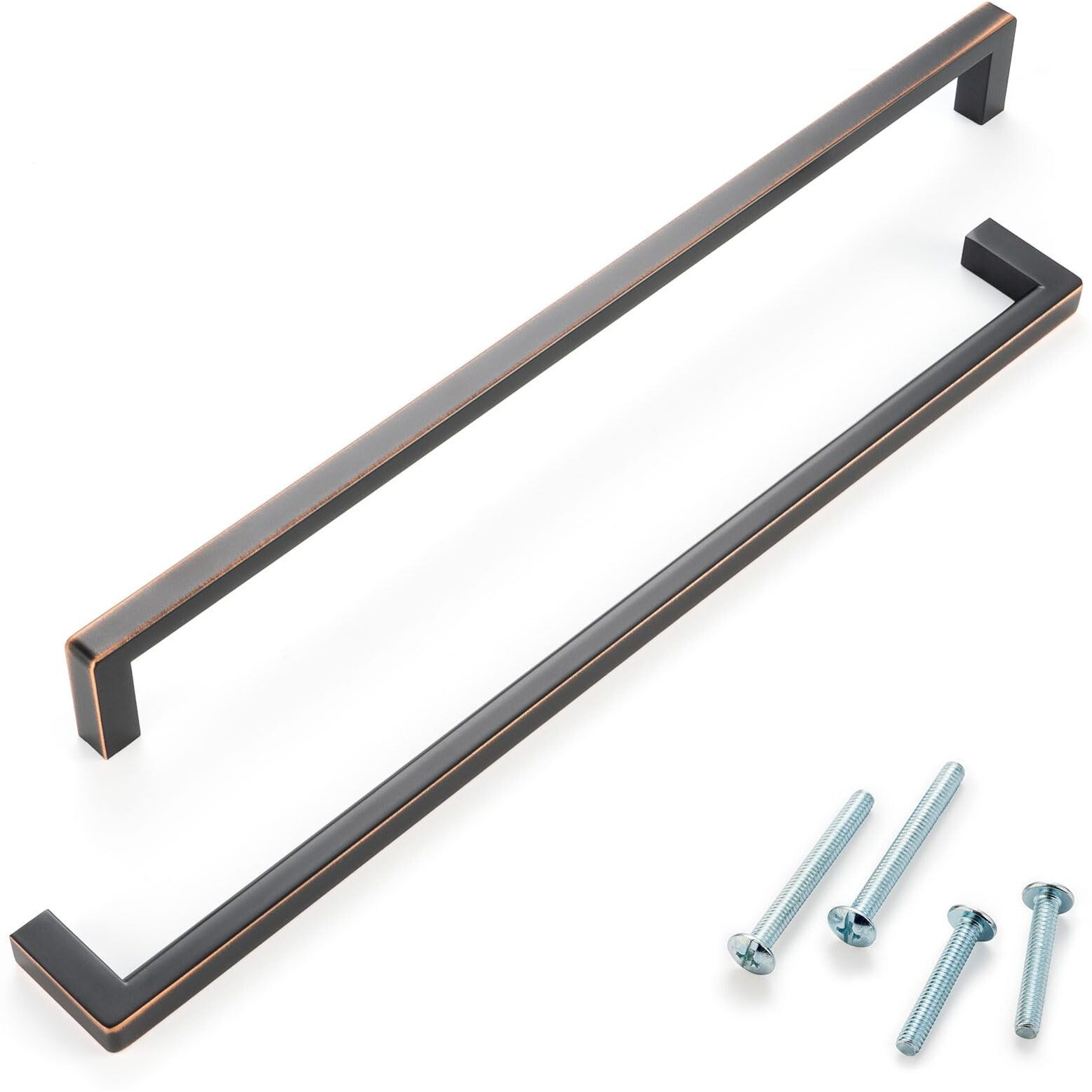 Askano Pack Of 5, 10 Inch Hole Centers, Oil Rubbed Bronze Square Bar Kitchen Cabinet Pull Handle Zp2401 | Solid Hardware For Drawer, Dresser, Bathroom, Vanity, Furniture Door, Cupboard, Bedroom, 10""