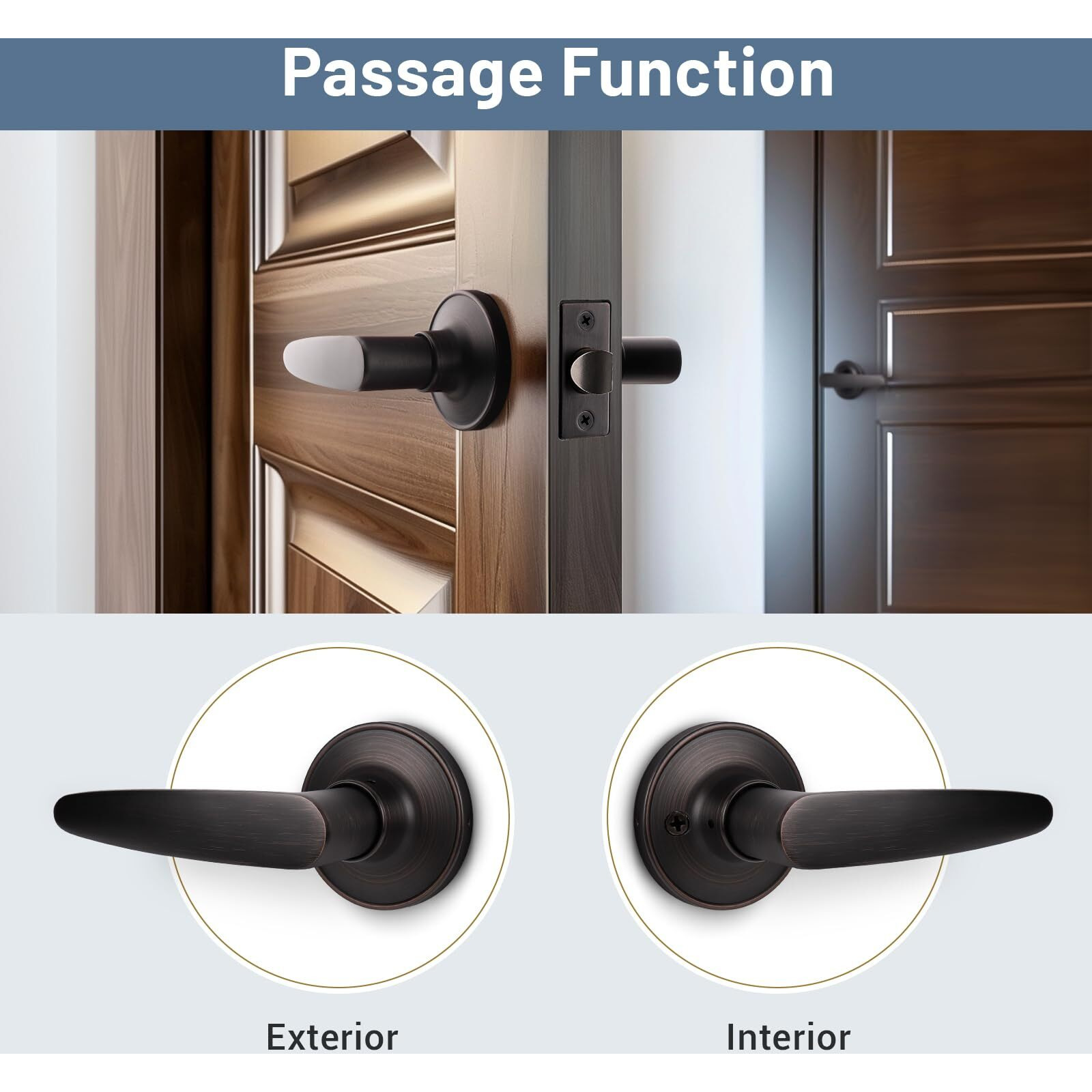 Knobwell 5 Pack Oil Rubbed Bronze Door Handles, Passage Door Levers Heavy Duty, Door Locks For Closet/Hallway, Heavy Duty Door Knobs Door Lock Set Interior