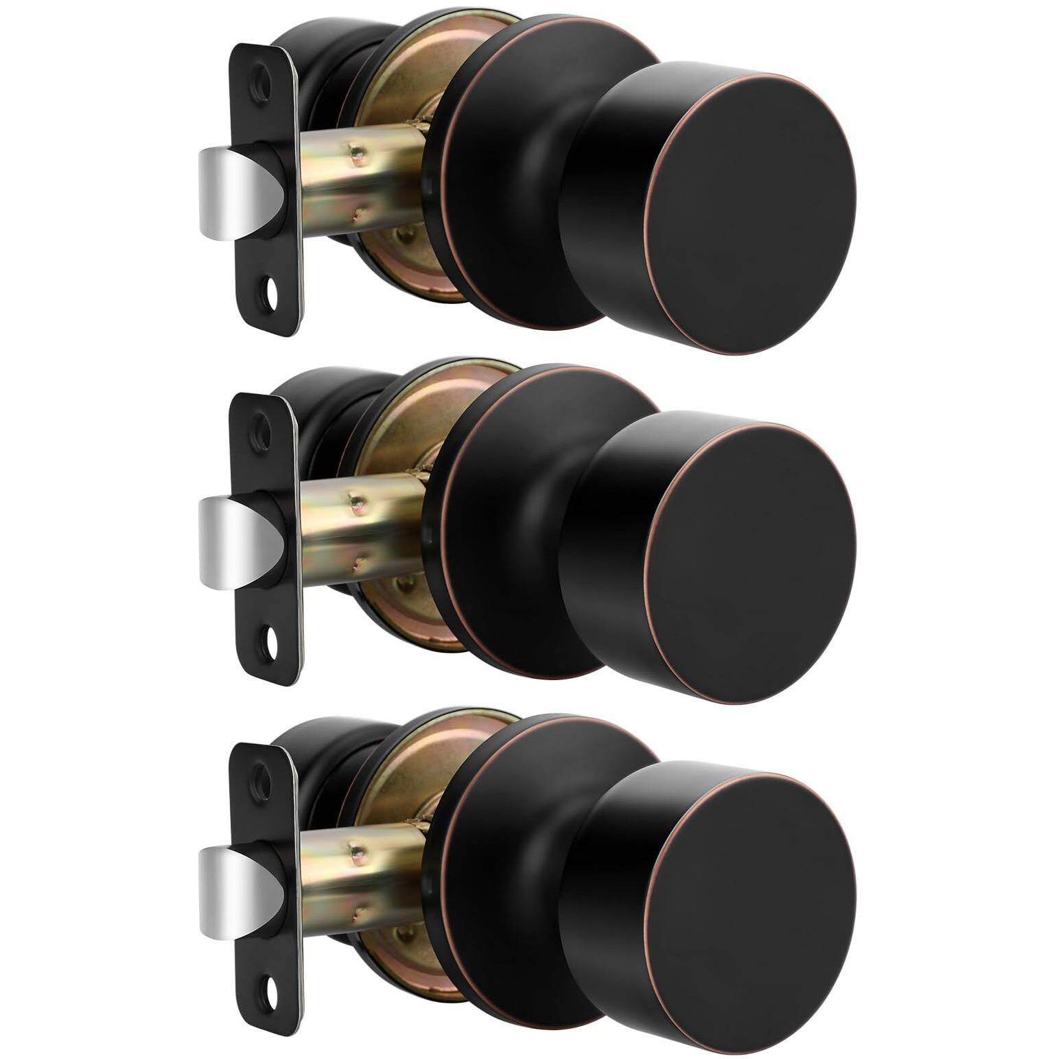 Goldenwarm Oil Rubbed Bronze Door Knobs Interior, Closet Door Knob Passage Door Knobs For Bedroom Or Bathroom (3 Pack)