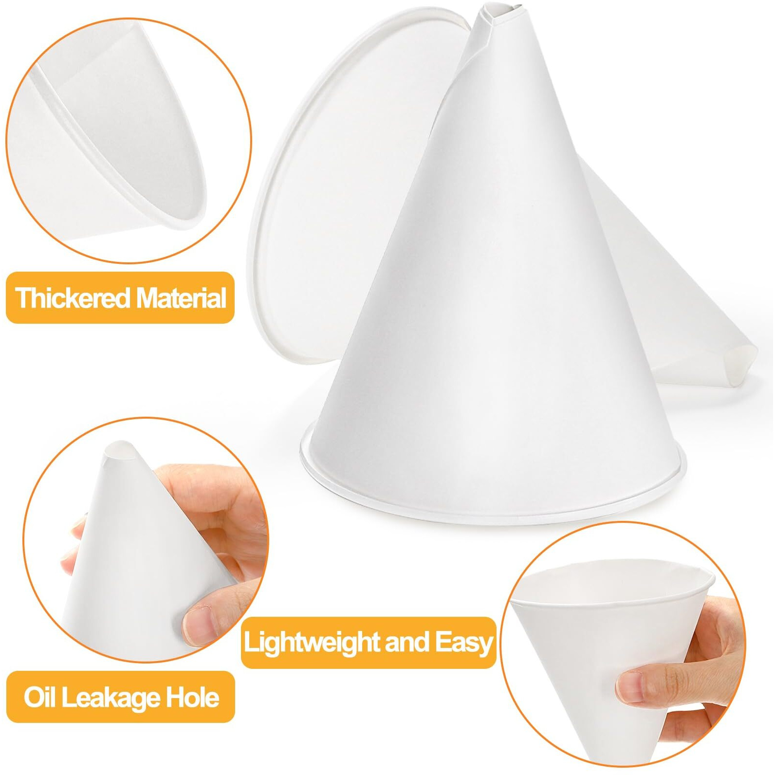 Hedume 120 Pcs Disposable Engine Oil Funnels, Paper Funnels, Automotive Car Fuel Cone Funnels Dispenser For Motor Oil, Water, Engine Oil, Gas, Coolant